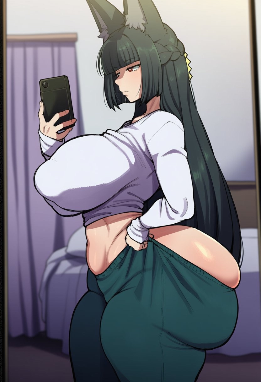 1girls, ai generated, ass, female, hoshimi miyabi, huge ass, phone, tagme, zenless zone zero