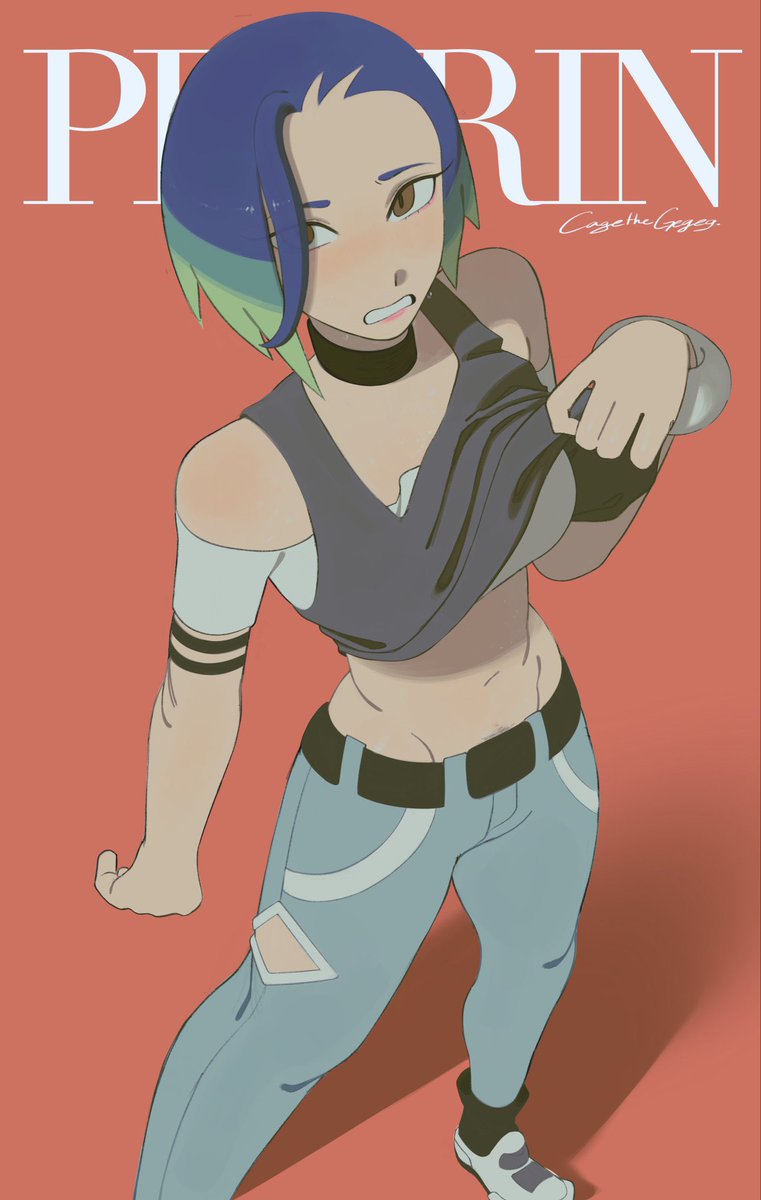1girls, blue hair, blush, bra, cagethegegeg, female, game freak, nintendo, no sex, perrin (pokemon), pokemon, pokemon sv, pubic hair