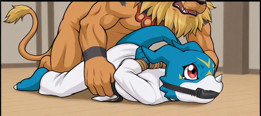 ai_generated digimon karate martial_arts_uniform rape veemon
