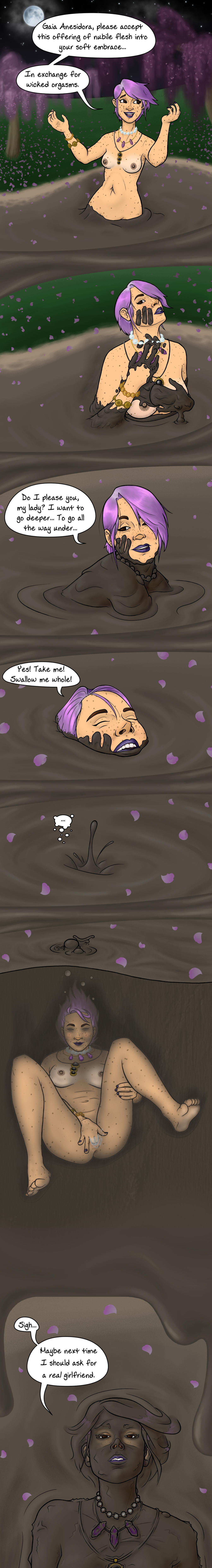 completely_nude_female female female_only jtkeller masturbation mud_pit purple_hair sinking