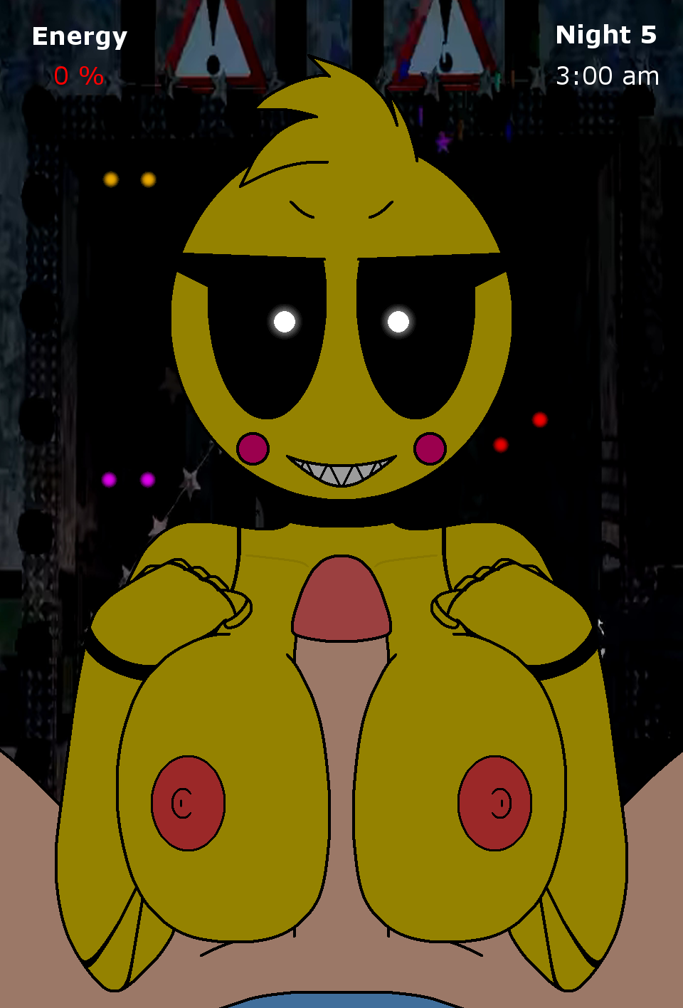 2019 animatronic avian breasts darkshadow female five_nights_at_freddy's five_nights_at_freddy's_2 hi_res machine paizuri robot toy_chica_(fnaf) video_games