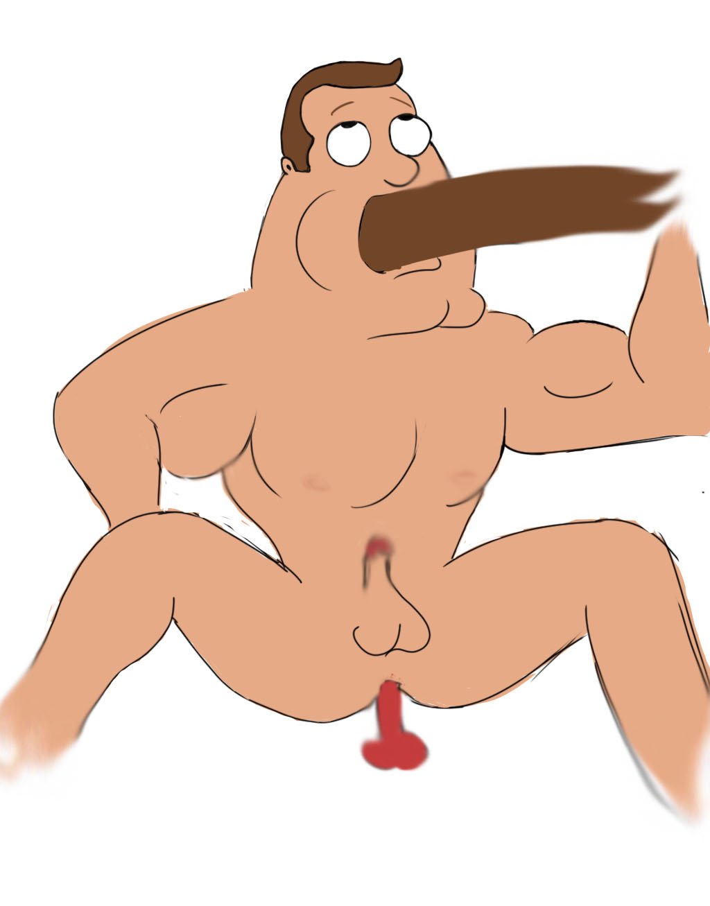 1boy blowjob cheek_bulge cock_gobble cock_hungry cum_hungry dark_penis dildo dildo_in_ass erect_while_penetrated erection eyes_rolled_up family_guy fellatio gay giving_head going_down_on holding_penis huge_cock joe_swanson looking_up male male_only male_penetrating mostly_offscreen_character mouthful muscles muscular nude pecs penis_in_mouth penis_size_difference police_officer sitting_on_dildo small_dildo small_penis solo_focus spread_legs sucking sucking_off white_background yaoi