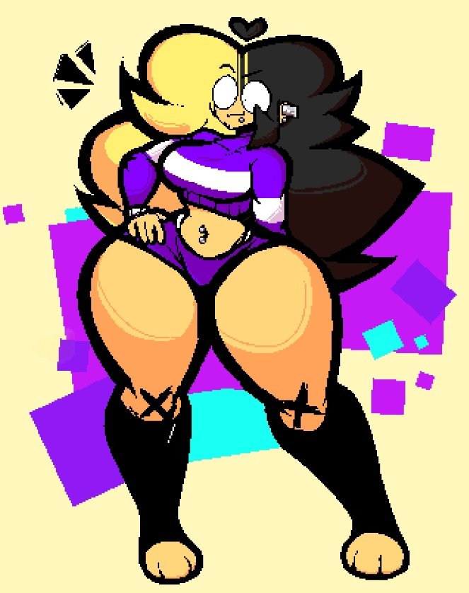 1boy andrew_(wonkytoons) gay huge_thighs long_hair looking_at_viewer purple_sweater solo wonky_toons