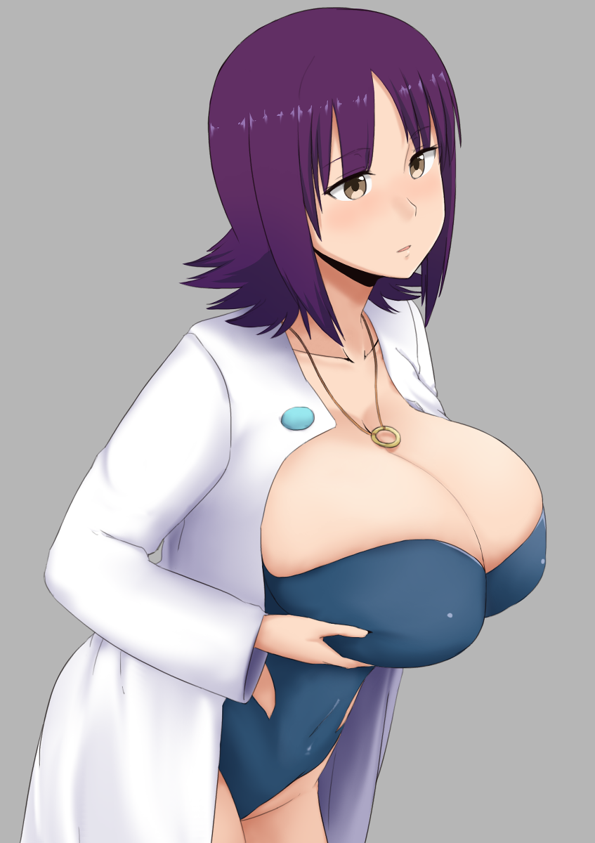 1girls 2019 alternate_breast_size breasts brown_eyes cleavage clothed curvaceous female female_only huge_breasts human human_only large_breasts nao_(ritsancrossover) necklace nintendo pale-skinned_female pale_skin philena_ivy pokemon pokemon_professor pokemon_rgby purple_hair short_hair solo