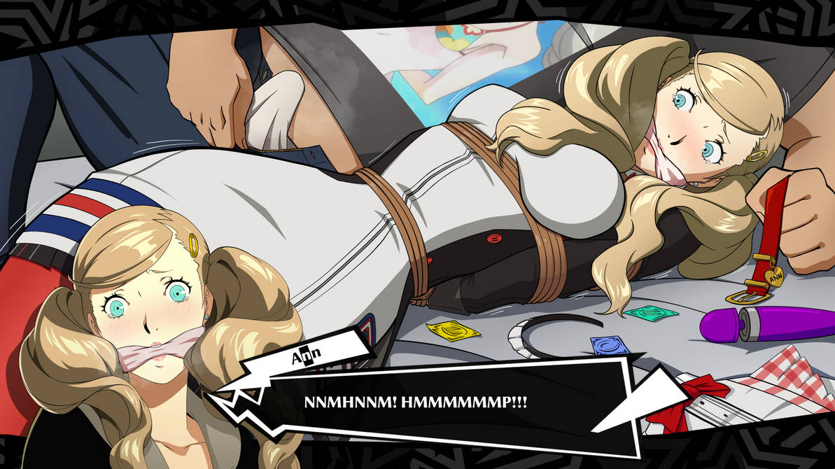 ann_takamaki armbinder atlus bondage bound collar erection forced gag gagged gagging imminent_rape kidnapped persona persona_5 schoolgirl struggling theoneandonlycaptor