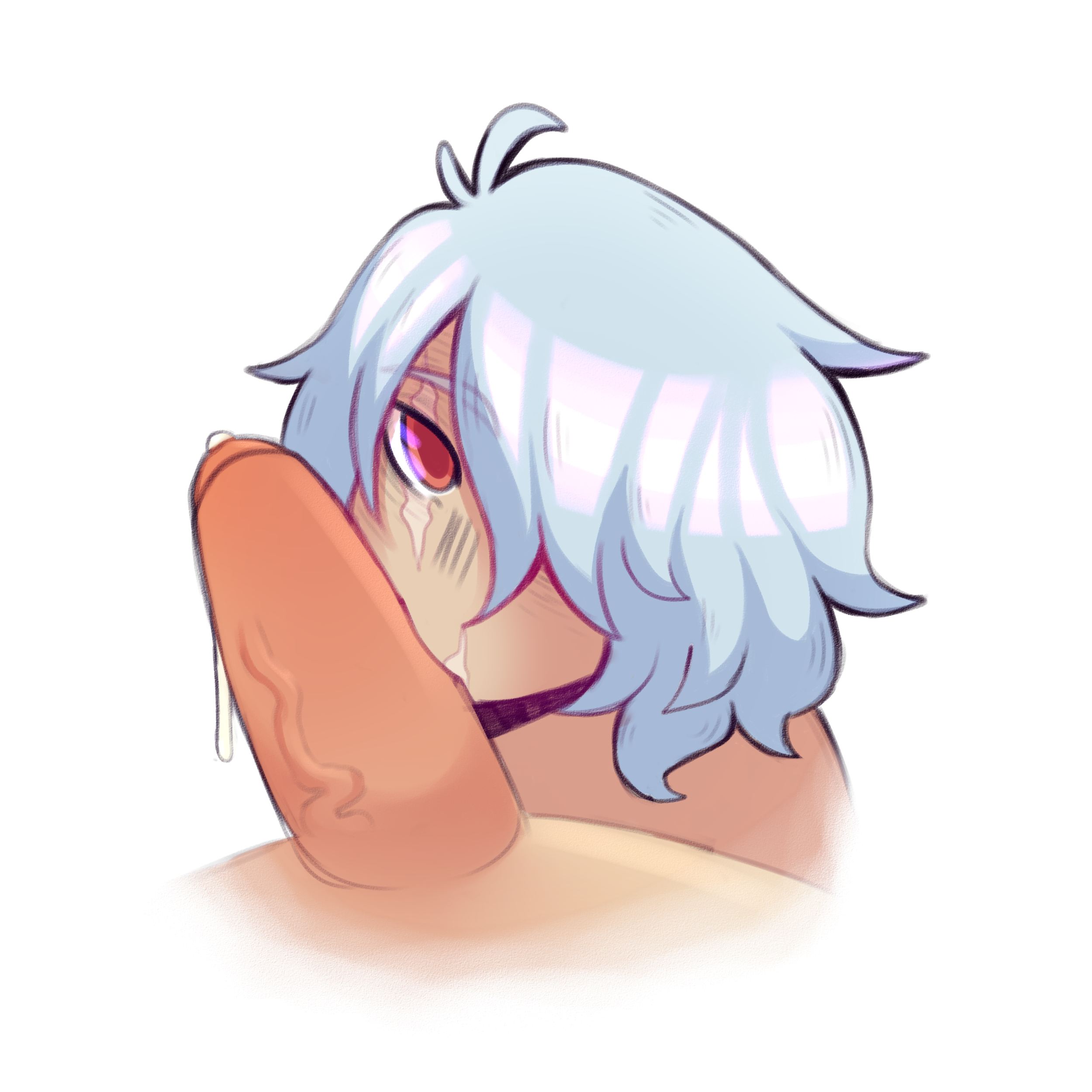 2boys, big penis, blue hair, erection, gay, human, inainis, looking at viewer, male, male focus, male only, male pov, my hero academia, nude, oral, penis, pov, pov eye contact, red eyes, scar, shigaraki tomura, sucking, thick penis, tomura shigaraki, uchuu151, vein, veins, veiny penis, yaoi