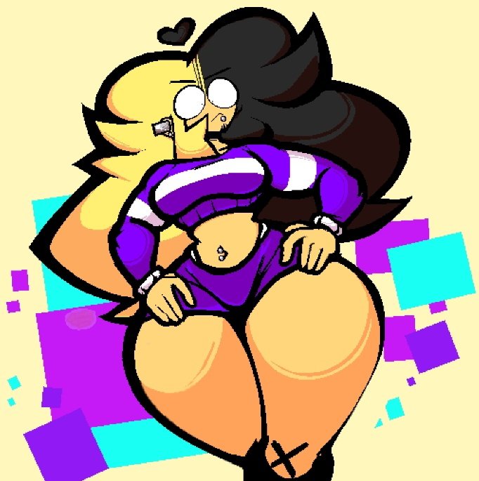 1boy andrew_(wonkytoons) gay huge_thighs long_hair looking_at_viewer purple_sweater sassy solo thighhighs wonky_toons