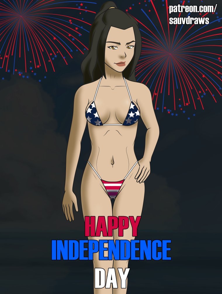 1girls 4th_of_july american_flag_bikini avatar_legends avatar_the_last_airbender azula bikini fireworks sauvdraws solo_female solo_focus