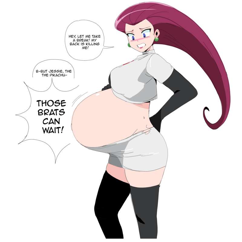 big breasts, breasts, female, jakejaccobus, jessie (pokemon), pink hair, pink hair female, pokemon, pregnancy, pregnant, pregnant belly, pregnant female, villainess