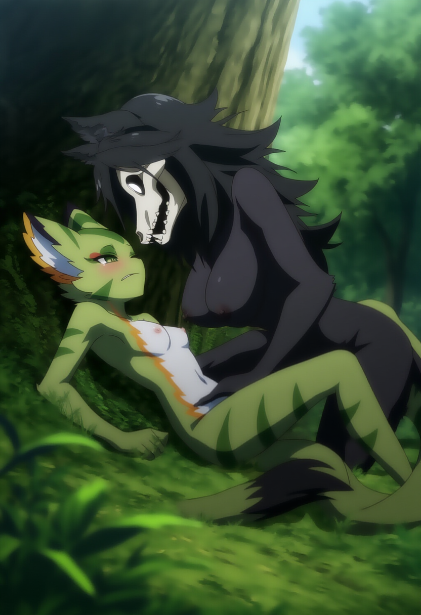 2girls ai_generated carol_tea fingering forest freedom_planet nude outdoors scp-1471 scp-1471-a scp_foundation yuri