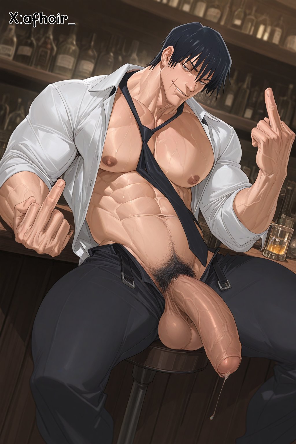 afhoir , ai assisted, ai generated, ai hands, balls, bara, big cock, big muscles, big penis, daddy, gay, gay male, huge, huge balls, huge cock, huge penis, jujutsu kaisen, large penis, male, male focus, male only, mature, mature male, muscles, muscular, muscular male, older, older male, penis, precum, pubic hair, solo, thick penis, toji fushiguro, yaoi