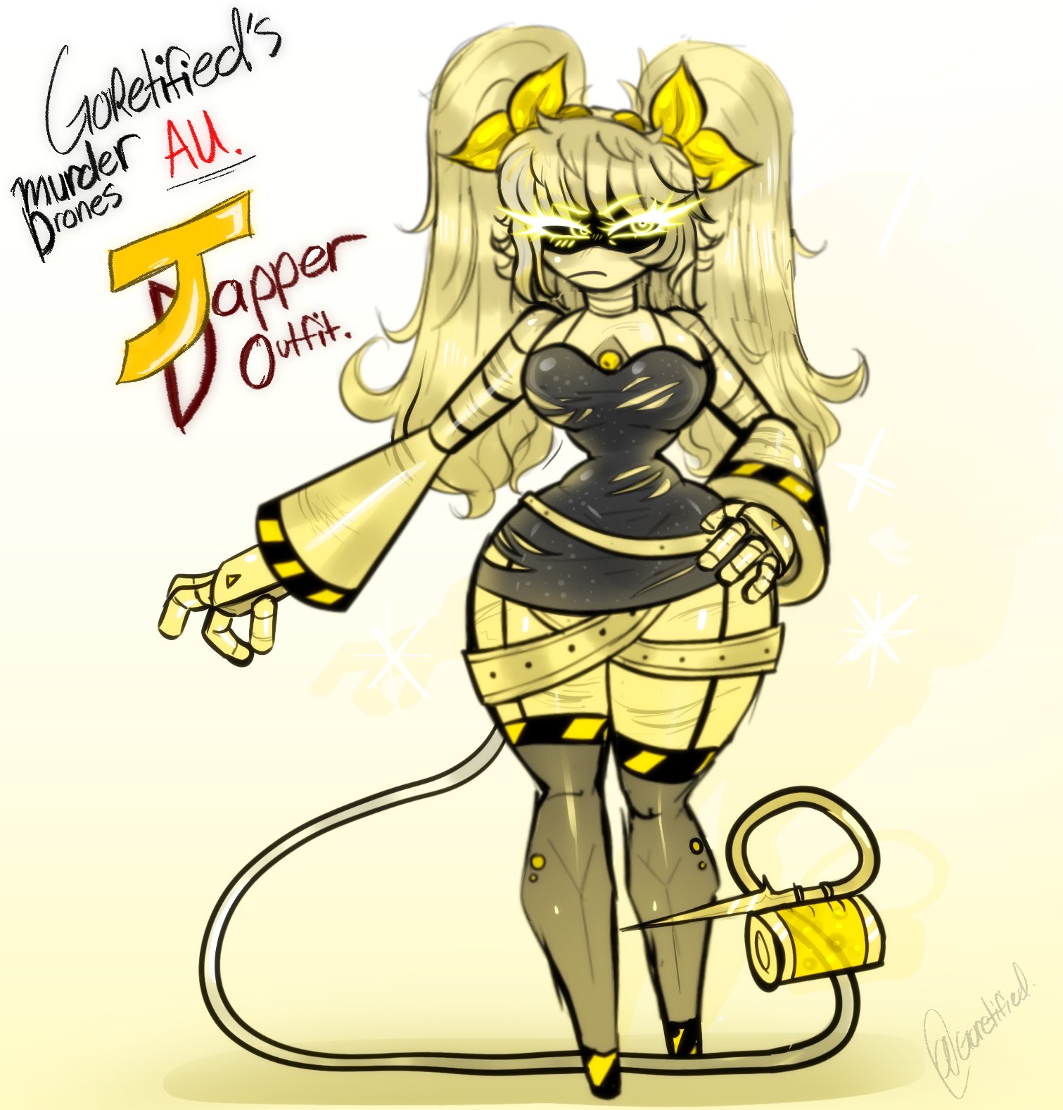 alternate costume, dress, female, female only, garter straps, goretified, j (murder drones), murder drones, stockings, torn clothes, wide hips