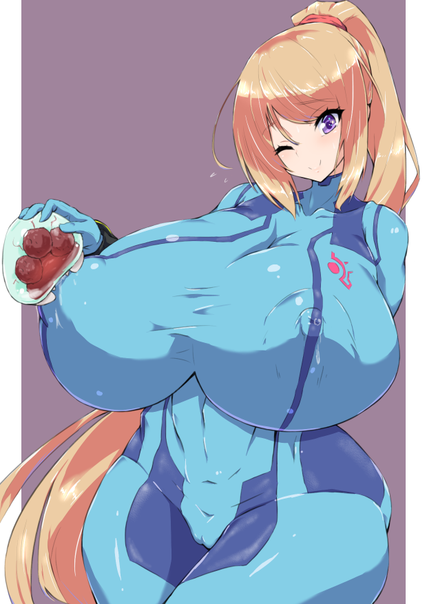 1girls alternate_breast_size baby_(metroid) bea_(adfhbcf4326) big_breasts blonde_hair bodysuit breast_sucking breast_sucking_through_clothes breastfeeding breasts breasts_bigger_than_head female hips huge_breasts human humanoid hyper_breasts interspecies lactation large_breasts metroid metroid_(creature) nintendo nipple_bulge parasite ponytail puffy_nipples samus_aran thick thick_thighs thighs tight_clothing top_heavy wide_hips wink winking_at_viewer zero_suit zero_suit_samus