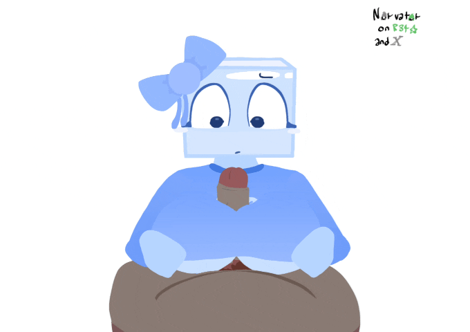2d, alight motion, animated, boob window, boobjob, bouncing breasts, bow, breasts, cool as ice, cube head, domonic (mild as spring), ice, ice cube, iciella, iciella (cool as ice), incredibox cool as ice, incredibox mod, looking at penis, looking at viewer, looking down, loop, looping animation, male, mild as spring, norvator, paizuri, paizuri under clothes, penis, questioning, red hair, tagme, white background