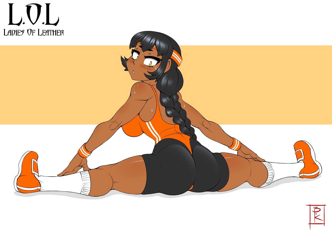 1girls, ass, big breasts, blunt katana, breasts, dark skin, dark-skinned female, female, female only, large breasts, looking at viewer, looking back, solo, spread legs