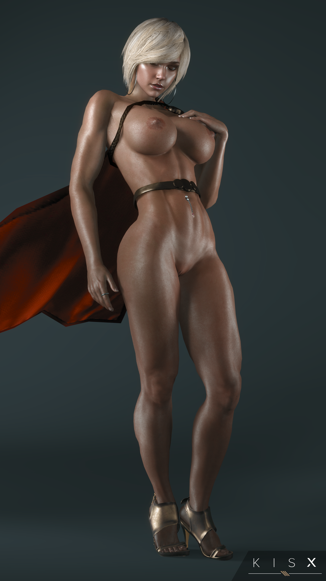 1girls, 3d, abs, areolae, big breasts, breasts, dc, dc comics, female, female only, full frontal nudity, injustice 2, kara zor-l, karen starr, kisxsfm, large breasts, looking at viewer, muscles, muscular, muscular female, navel piercing, nipples, pierced navel, pinup, power girl, power girl (injustice), pussy, solo, source filmmaker, superman (series)