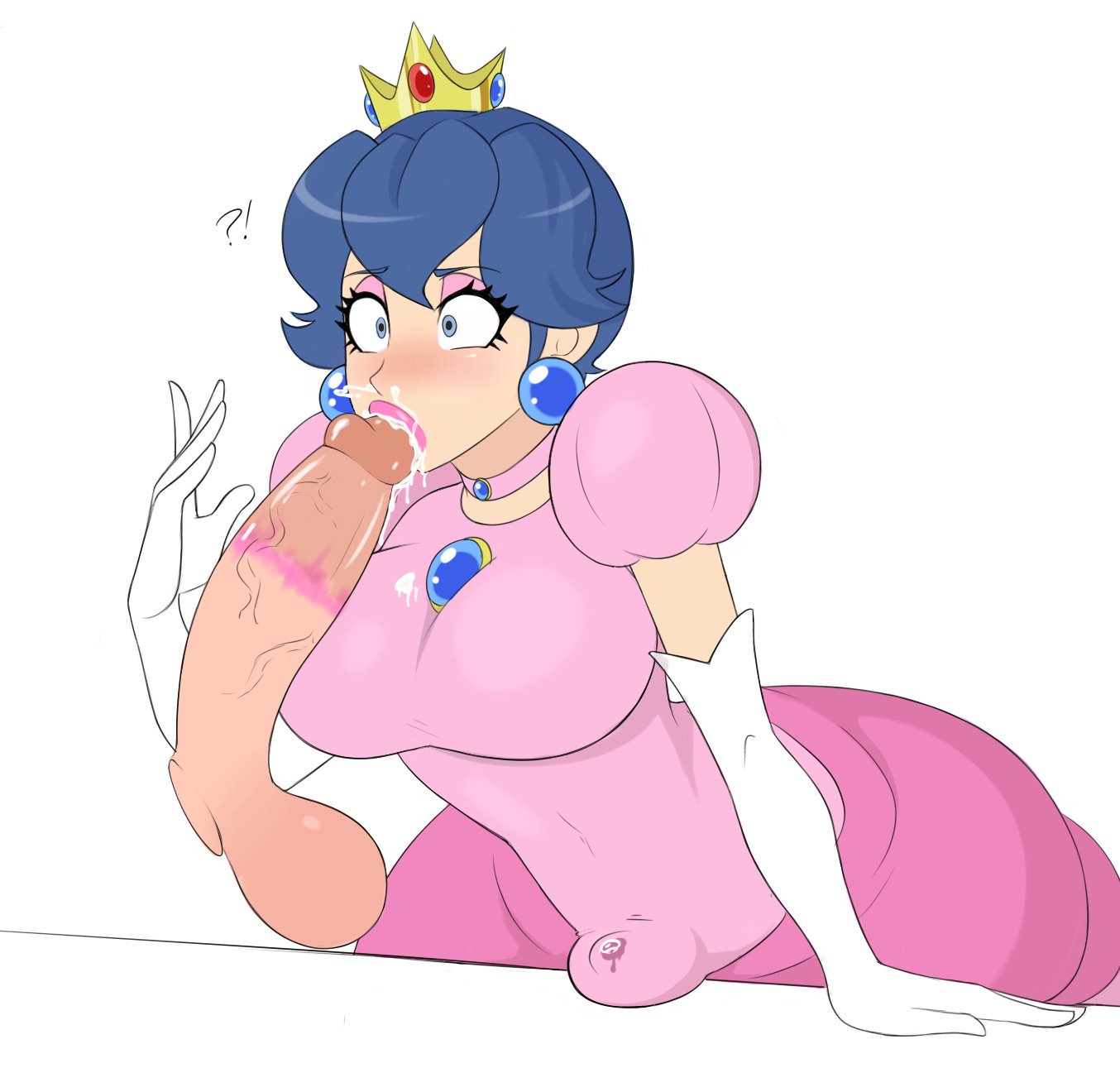1boy, 1futa, ahe gao, balls, balls bulge, ballsack, bimbo, blowjob, blue hair, breasts, bulge, clothed, clothing, cosplay, crossover, crossplay, cum, cum drip, cum in mouth, cum inside, cumshot, curvy, disembodied penis, ejaculation, erection, erection under clothes, erection under skirt, eyeshadow, fellatio, fire emblem, fire emblem: mystery of the emblem, fire emblem: shadow dragon and the blade of light, futanari, huge breasts, human, intersex, large penis, leaning forward, lipstick, lipstick on penis, lipstick ring, makeup, male, male on futa, male penetrating, mario (series), marth (fire emblem), moaning, naughty face, nintendo, oral, oral sex, orgasm, partial male, penis, penis bulge, penis under clothes, penis under skirt, pink lipstick, precum, princess peach (cosplay), rape, scrotum, sealguy, seductive, simple background, skirt, skirt lift, standing, testicles, text, tight clothing, toony, veiny penis, white background