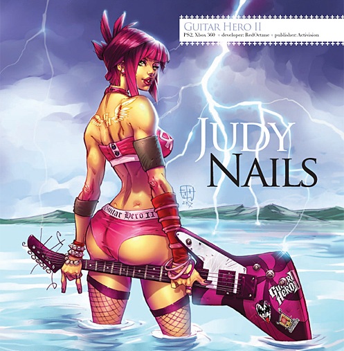 1girls female female_only fishnets guitar_hero guitar_hero_ii judy_nails solo tagme