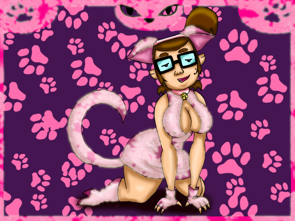 beth_(tdi) boots breasts cat_costume cat_ears cleavage drago-flame female female_only glasses gloves high_heel_boots high_heels human human_only solo straight_hair tail total_drama_island