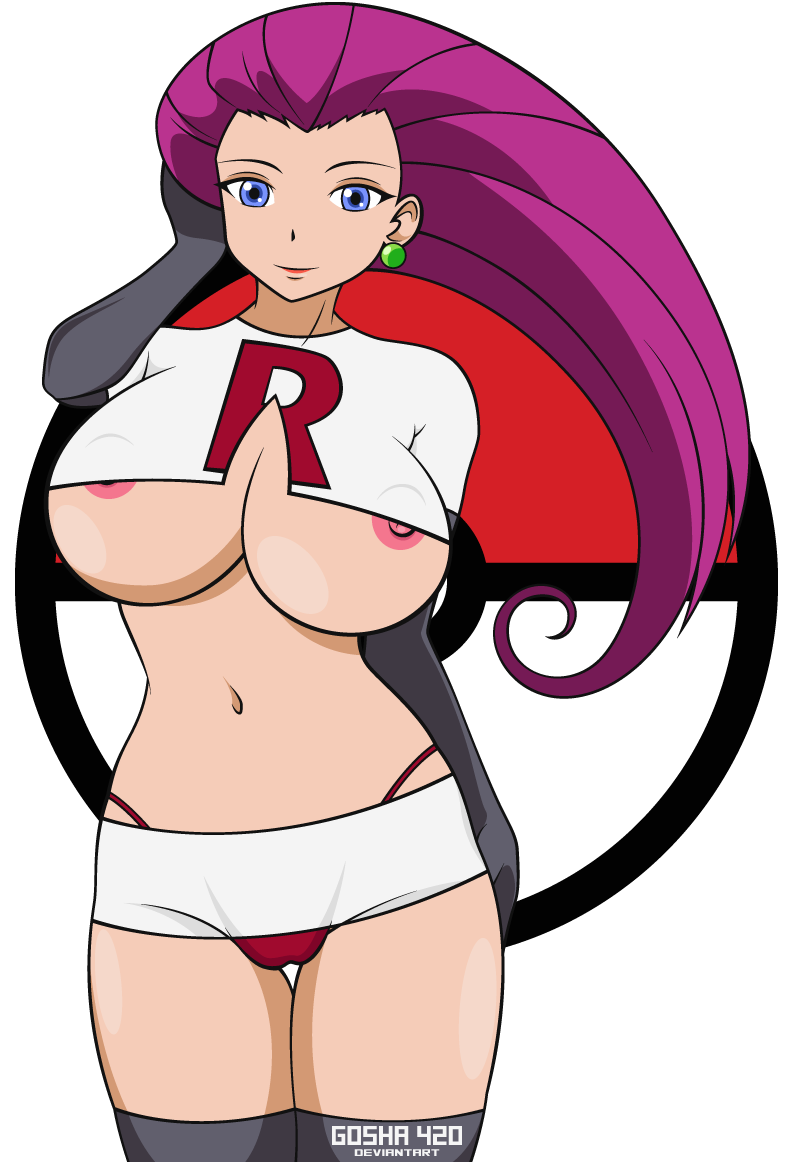 1girls alpha_channel alternate_breast_size areolae big_breasts black_gloves blue_eyes breasts cameltoe clothed deviantart earrings elbow_gloves eye_contact female gloves gosha420 hand_on_face hand_on_head huge_breasts human jessie_(pokemon) large_breasts lipstick long_hair looking_at_viewer midriff miniskirt navel nintendo nipple_slip nipples panties pokemon pokemon_rgby purple_hair red_lipstick red_panties shirt skirt smile smiling solo tank_top team_rocket text thick_thighs thigh_boots thigh_gap underboob watermark wide_hips