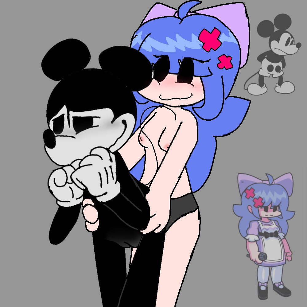 1femboy 1girls anthro black_eyes blue_hair blush breasts color colored creepypasta cuntboy cuntboy_penetrated disney fnf fnf_mod fnf_mods friday_night_funkin friday_night_funkin_mod furry goodbudsog_(artist) grey_background intersex intersex_only mickey_mouse mickussy moana_melville naked nipples oc original_character strap-on suicidemouse.avi twitter_link wednesday_infidelity