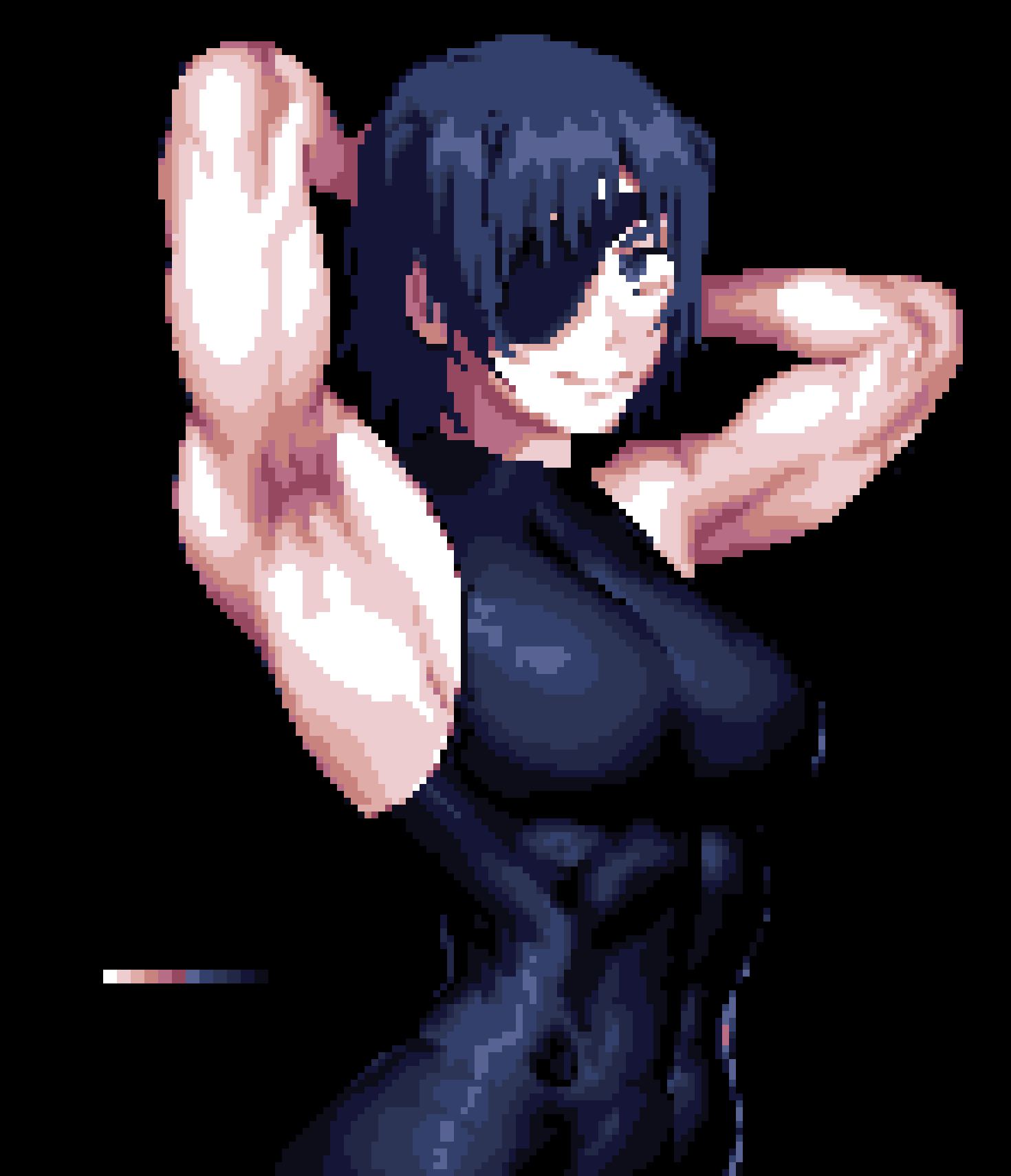 1girls abs athletic_female big_ass big_breasts breasts chainsaw_man female female_only himeno_(chainsaw_man) navel pixel_art pleasant_bread skin_tight skindentation thick_thighs tight_clothing