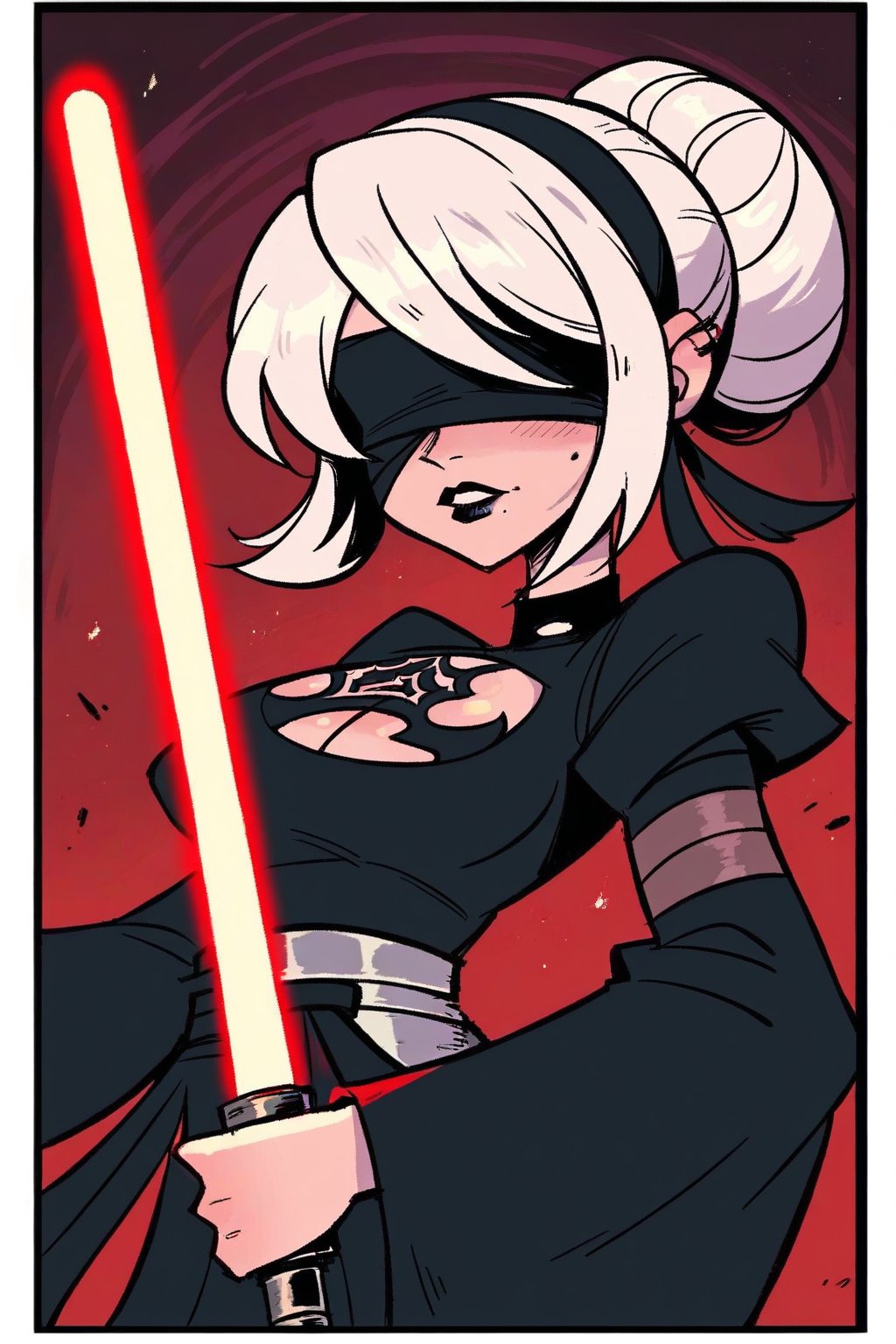 ai_generated blindfold cleavage lightsaber massive_breasts nier:_automata saucy_trove sith stable_diffusion star_wars tagme white_hair yorha_2b