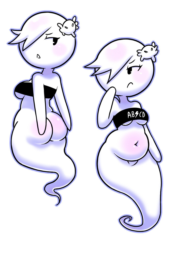 1girls, 2018, aged up, ass, bottomless, breasts, carrie krueger, cartoon network, chubby, clothed, clothing, collage, digital media (artwork), disfigure, female, female only, floating, ghost, hair, hair over eye, hi res, humanoid, looking aside, looking back, navel, rear view, short hair, simple background, slightly chubby, solo, spirit, the amazing world of gumball, tube top, under boob, white hair, white skin
