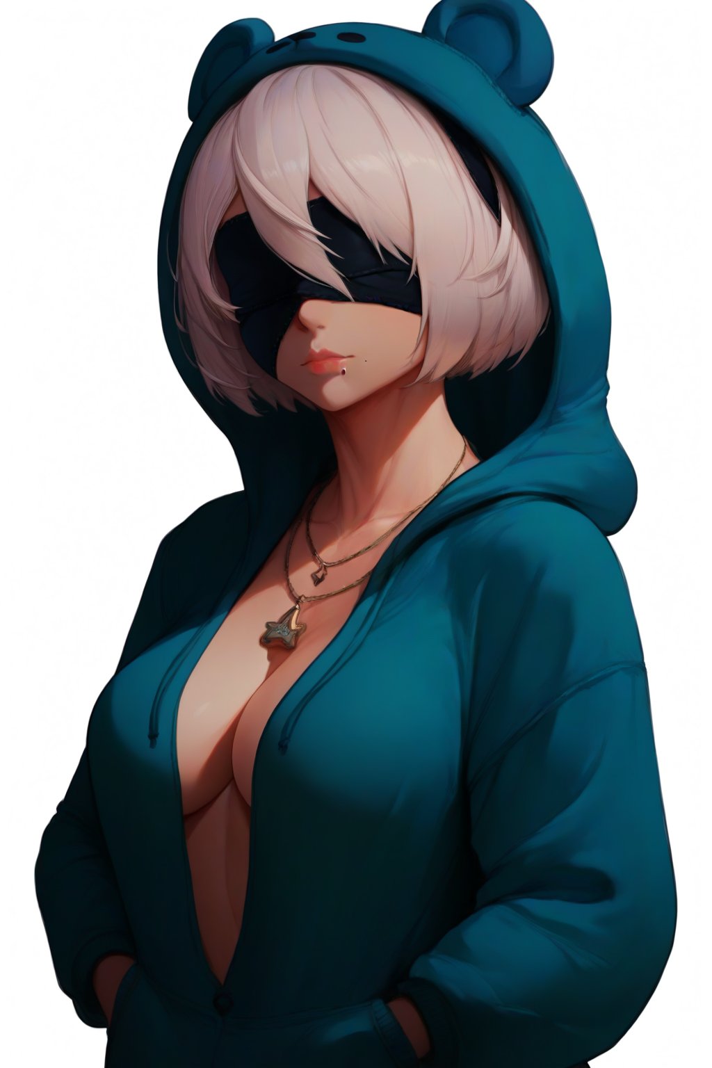 ai_generated blindfold cleavage massive_breasts nier:_automata onesie saucy_trove stable_diffusion tagme white_hair yorha_2b