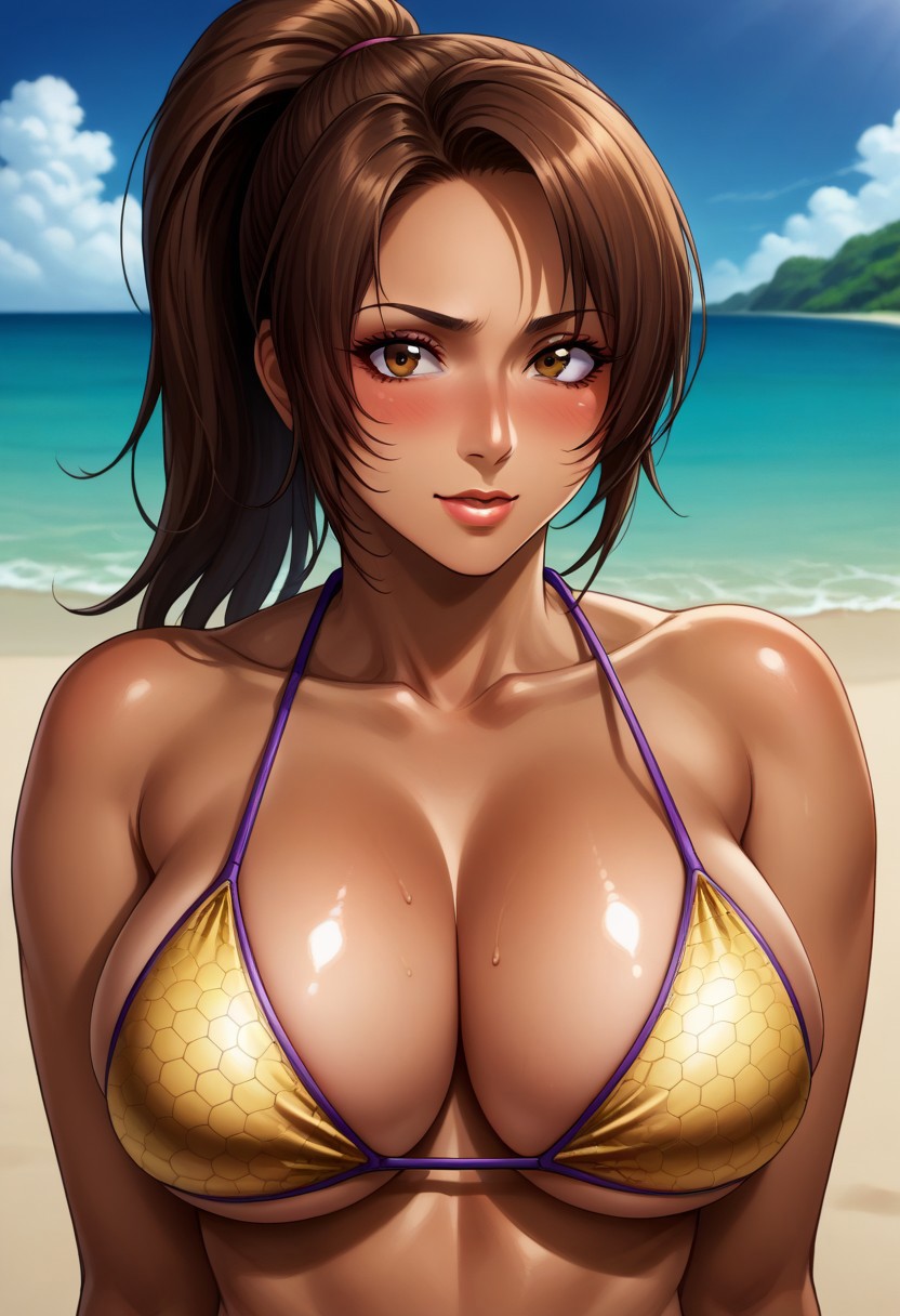 ai_generated background bandai_namco beach beach_background big_breasts blush brazilian brazilian_female breasts brown_hair christie_monteiro cleavage curvy curvy_body curvy_female curvy_figure dark-skinned_female dark_skin female female_focus female_only human large_breasts latina namco ponytail seductive seductive_look tekken tekken_4 tekken_5 video_game_character voluptuous voluptuous_female