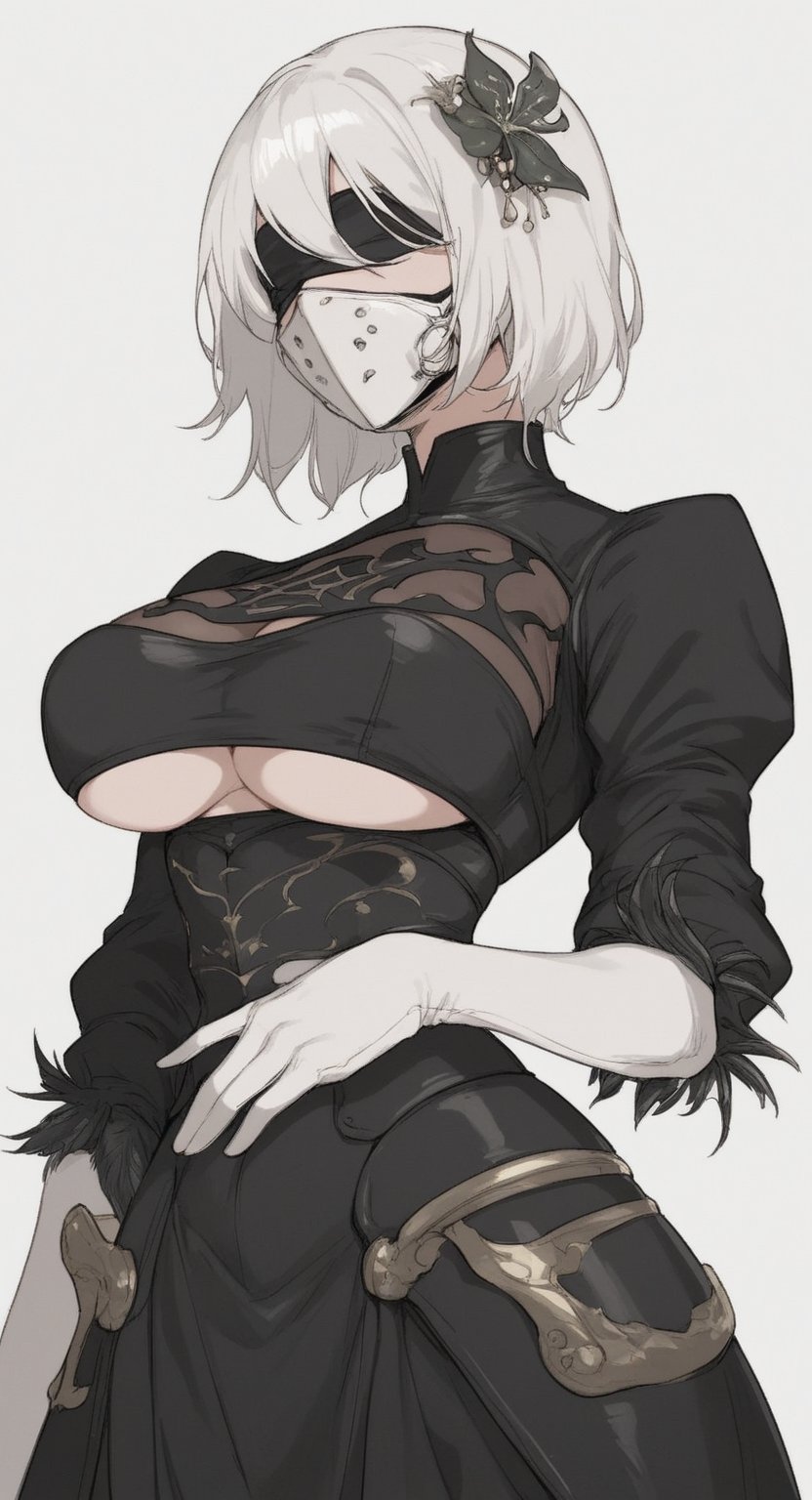 ai_generated cleavage mask massive_breasts nier:_automata saucy_trove stable_diffusion tagme underboob white_gloves white_hair yorha_2b