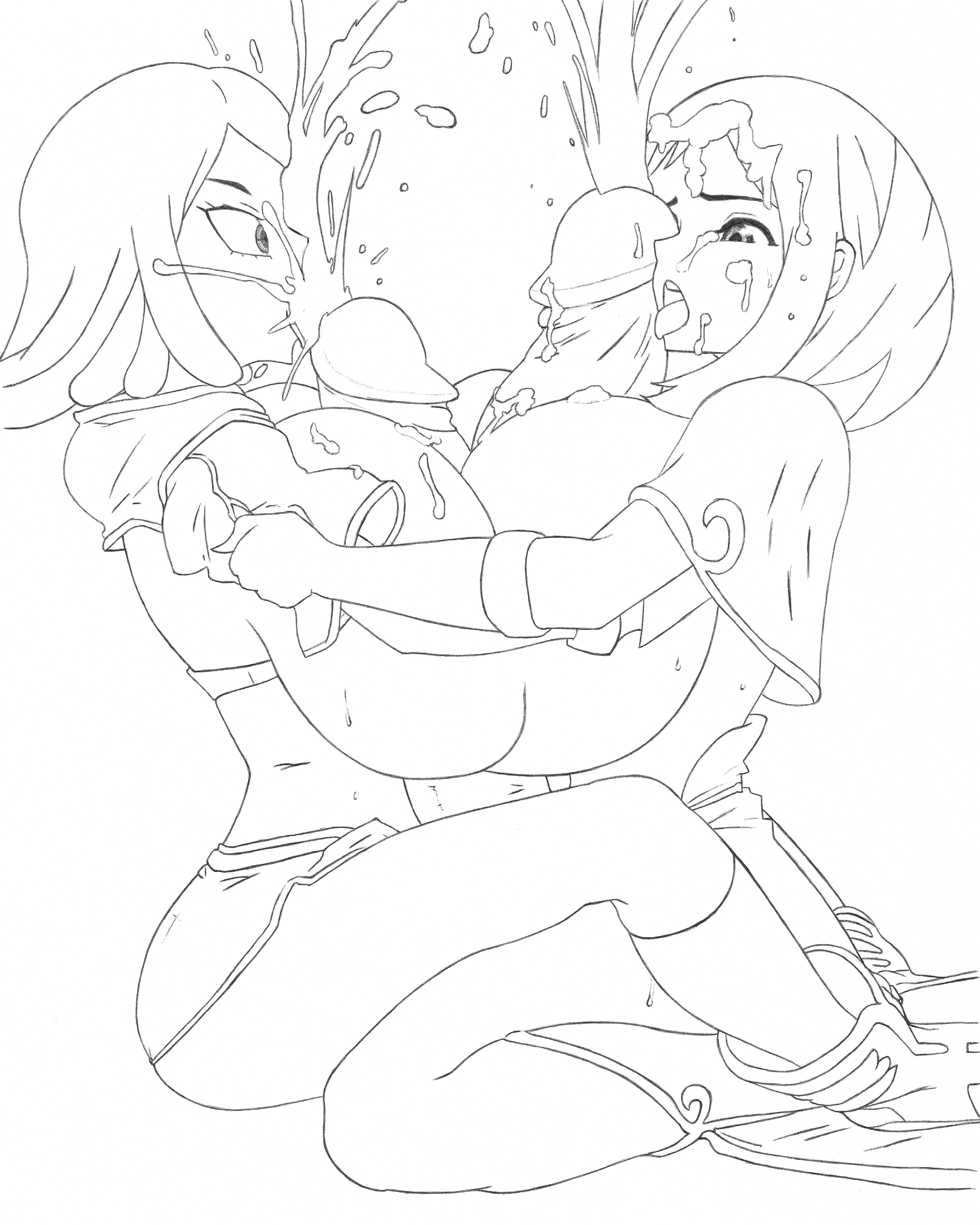 2futas, bananarama (artist), big breasts, big penis, breast squeeze, breast squish, breasts, cum, double paizuri, ejaculation, ejaculation between breasts, futa only, futanari, huge breasts, huge cock, intersex, mei hatsume, my hero academia, ochako uraraka, paizuri, penis, symmetrical docking, tagme