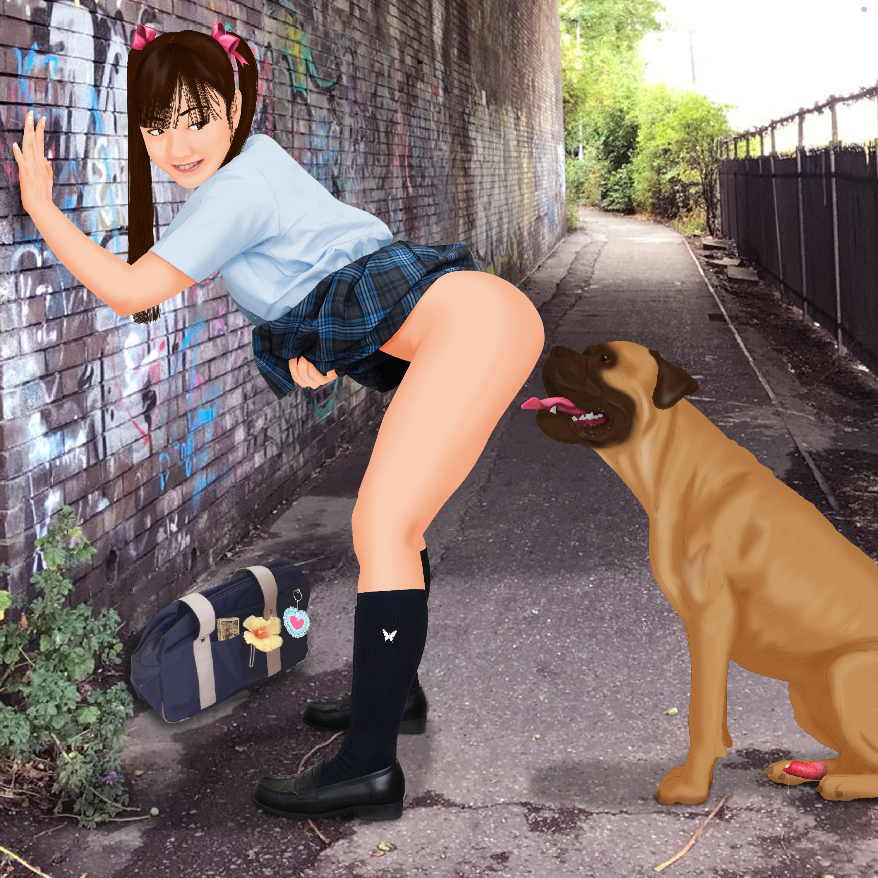 asian female, before sex, bent forward, bestiality, canine, canine on human, canine penis, cringer990, domestic dog, dominant feral, female on feral, feral, feral on female, feral on human, feverdreams, human female, human on feral, imminent bestiality, interspecies, interspecies sex, looking at pussy, offering, offering self, offering sex, presenting, school bag, schoolgirl, schoolgirl uniform, serafuku, teasing, zoophilia