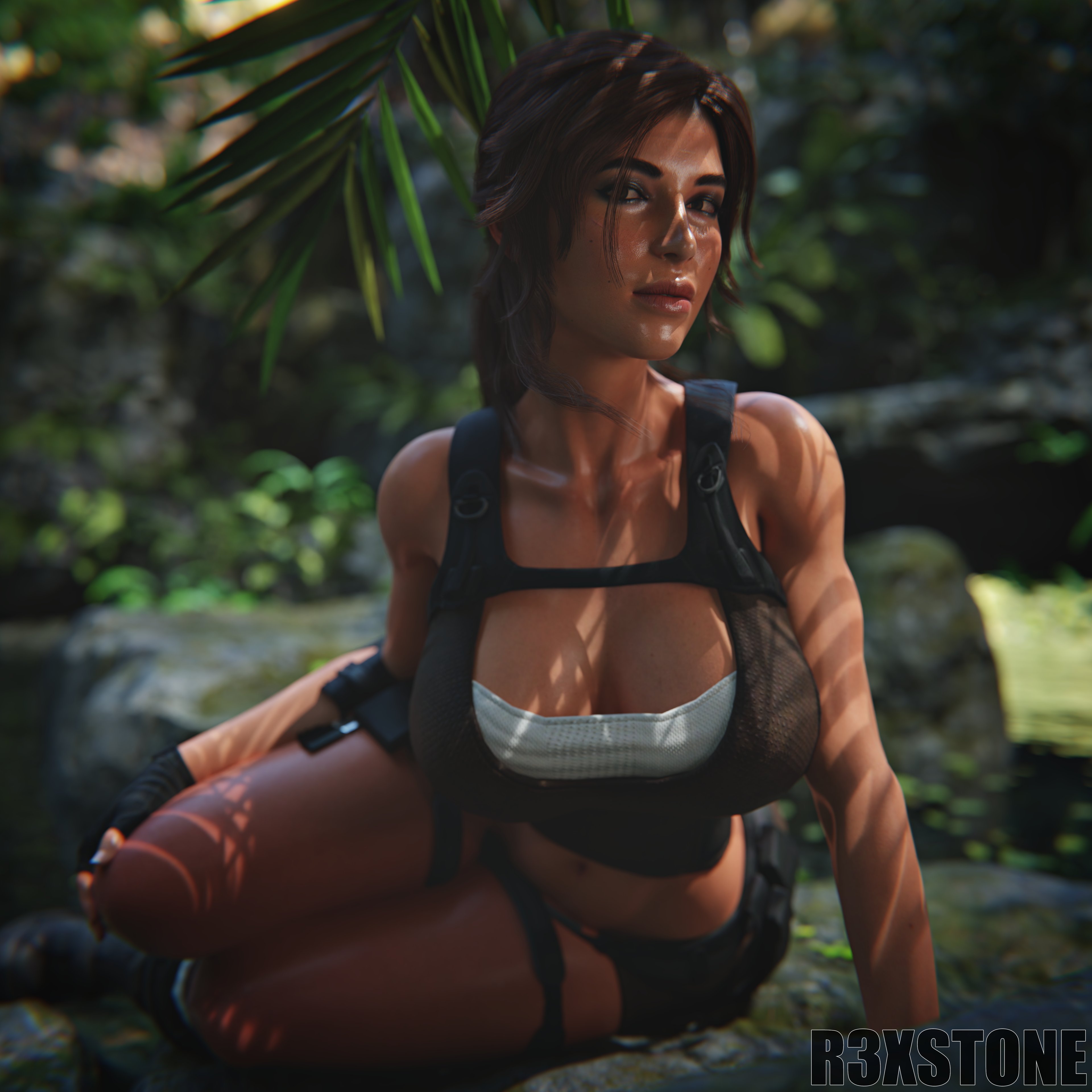 1girls, 3d, 3d (artwork), 3d model, 3d render, big breasts, blender, boob window, breasts, breasts bigger than head, brown hair, clothed, clothed female, female, female only, hi res, huge breasts, jungle, lara croft, lara croft (survivor), moeyak5, outdoors, r3xstone, round breasts, sexy body, sexy female, sexy pose, short hair, tagme, thick thighs, thighs, thighs together, tomb raider, tomb raider (survivor)