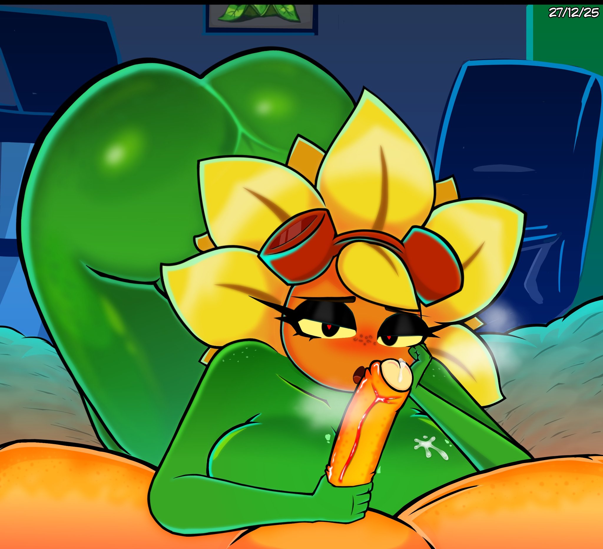 ass, ass up, big ass, big breasts, blowjob, breasts, ccum, destello solar, heart-shaped pupils, night, oral, plants vs zombies, plants vs zombies: heroes, plants vs. zombies, pov, pressing breasts, pressing breasts together, pvz, pvz heroes, pvzlatam, sfexceed (artist), solar flare (pvz), sunflower (pvz), tetas grandes