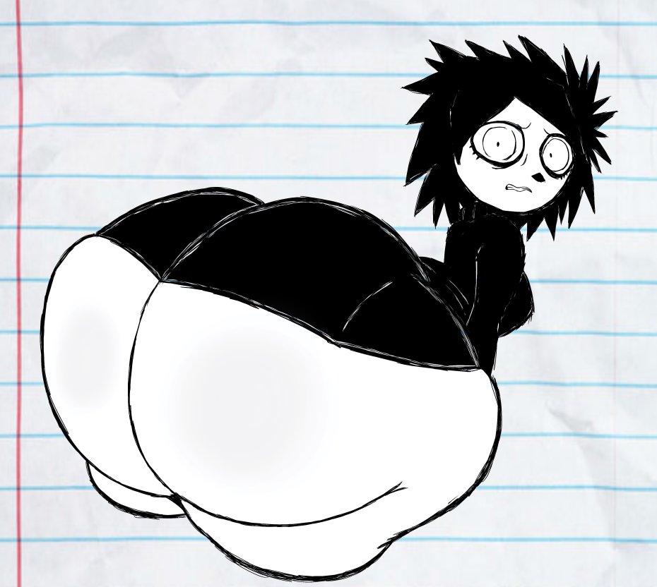 ass, ass bigger than head, ass focus, bubble butt, i can't sleep, looking at viewer, looking back, nia (i can't sleep), paper background, skullvert, tagme, youtube
