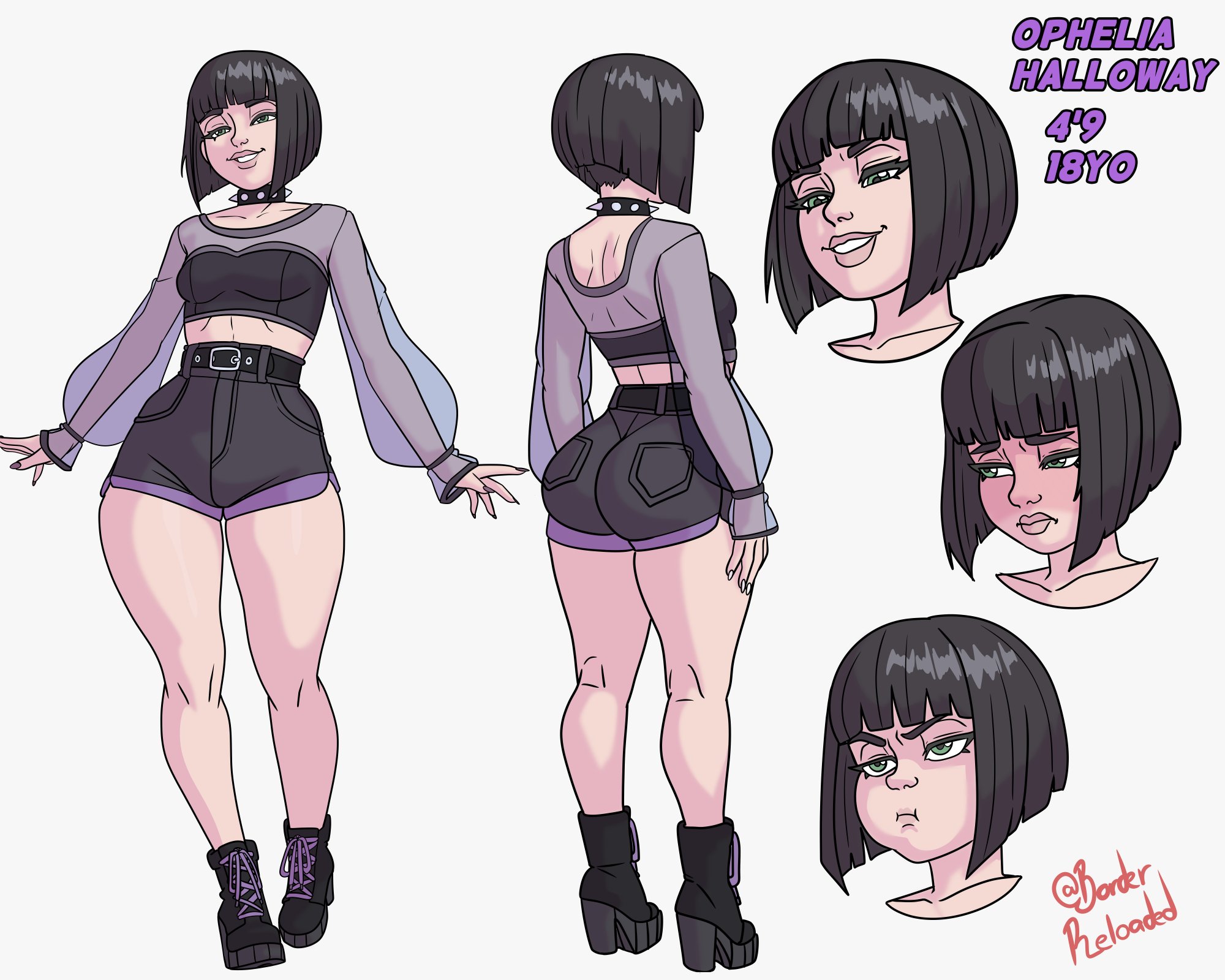 2d, big ass, borderreloaded, busty, character sheet, female, female focus, female only, full body, heels, high heel boots, high heels, hourglass figure, oc, original character, tagme, wide hips