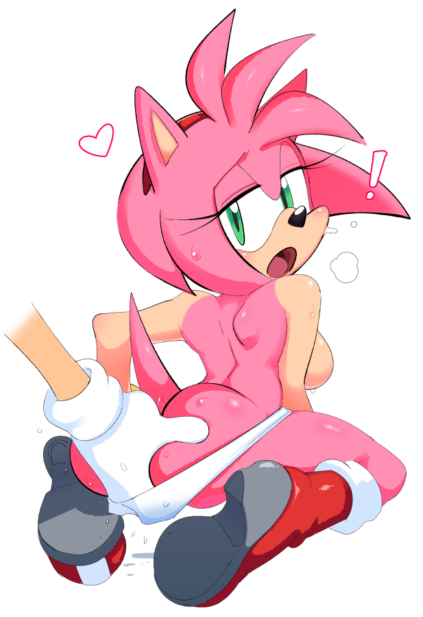 amy_rose ass boots breasts bubble_butt female finger_fuck panties sega sonic_(series) sweat topless watatanza