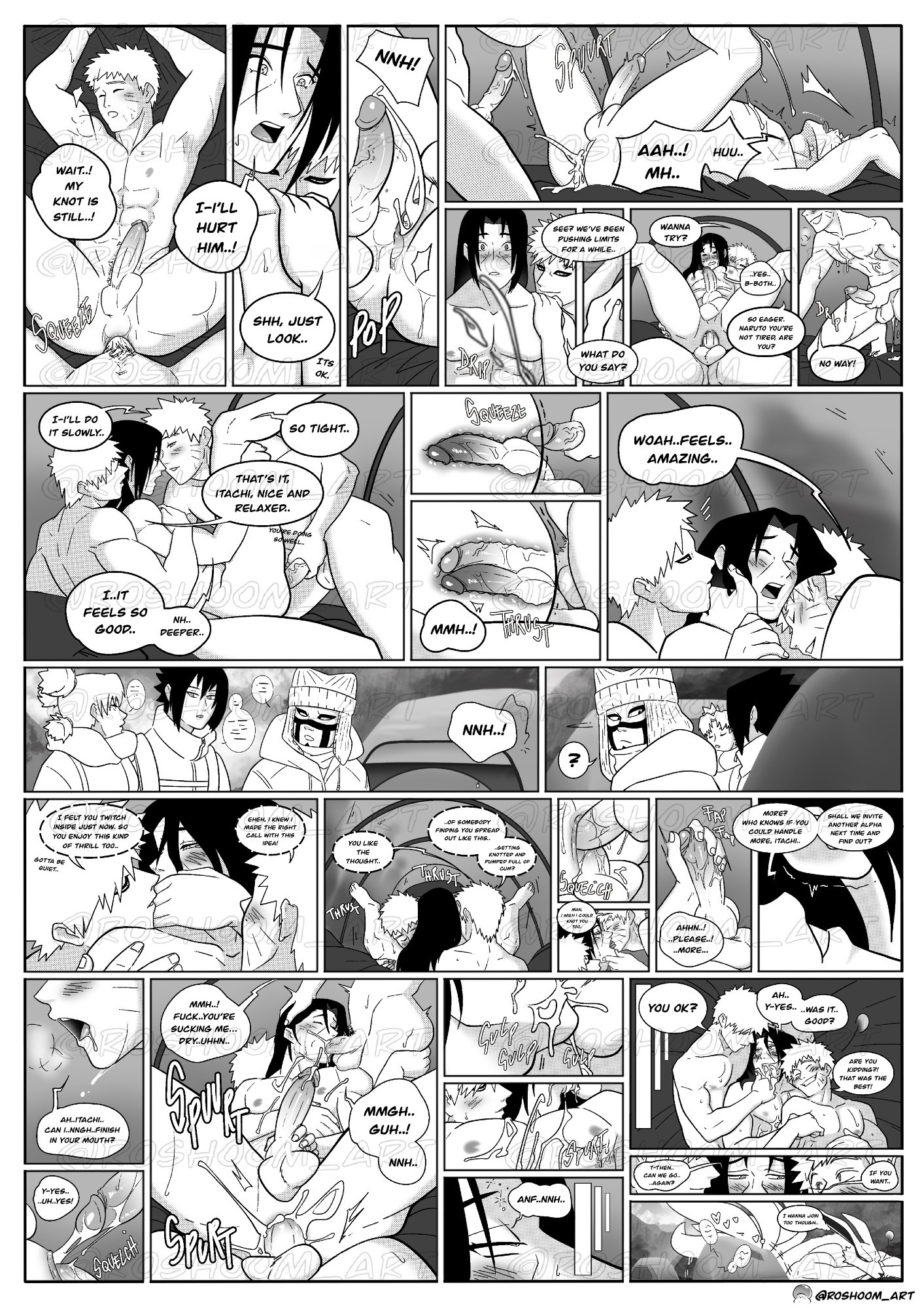 anal, anal insertion, anal penetration, anal sex, balls, cock, cum, cum in ass, cum inside, dick, english text, gaara, gay, gay anal, gay male, gay sex, genitals, kankuro, kurama, male, multiple boys, naruto, naruto (series), naruto shippuden, penis, roshoom, sasuke uchiha, semen, sex, talking, temari, testicles, text, threesome, uchiha itachi, uzumaki naruto