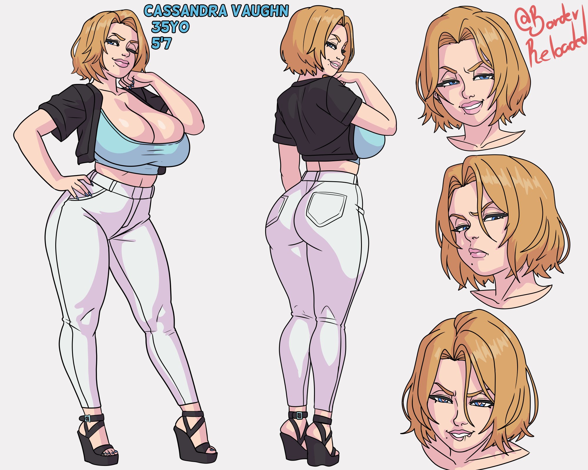 2d, big breasts, borderreloaded, busty, character sheet, female, female focus, female only, full body, heels, high heels, hourglass figure, oc, open toe shoes, original character, platform heels, tagme, wide hips