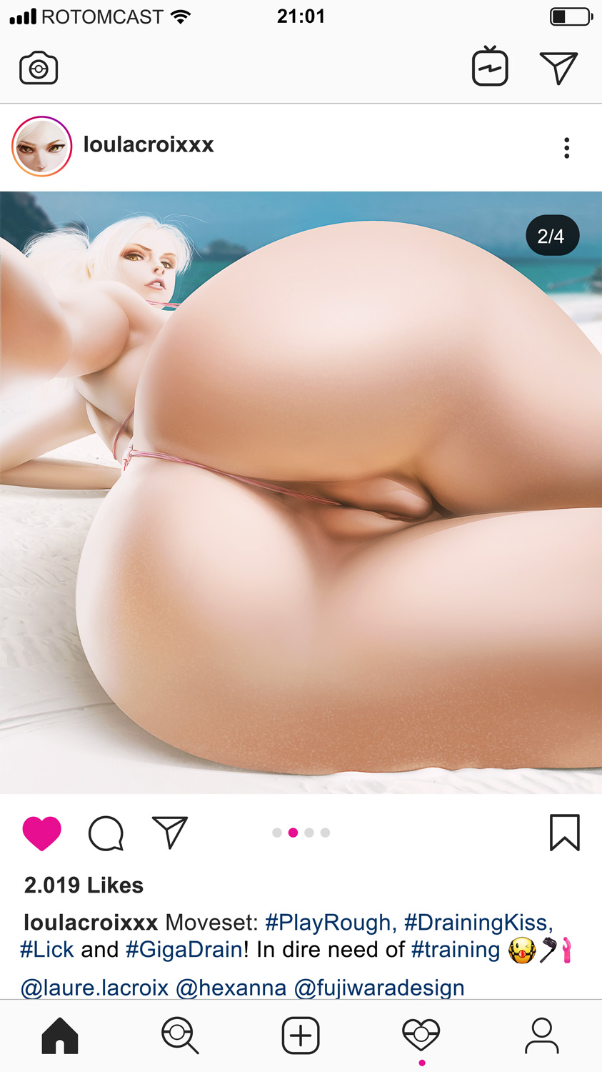 1girls ass back between_labia big_ass cameltoe english_text female female_only how_my_gardevoir_became_a_porn_star! hud innie_pussy instagram looking_at_viewer looking_back lou_lacroix original_character pokemon pose pussy selfie social_media solo_focus text thekite thick_thighs wide_hips