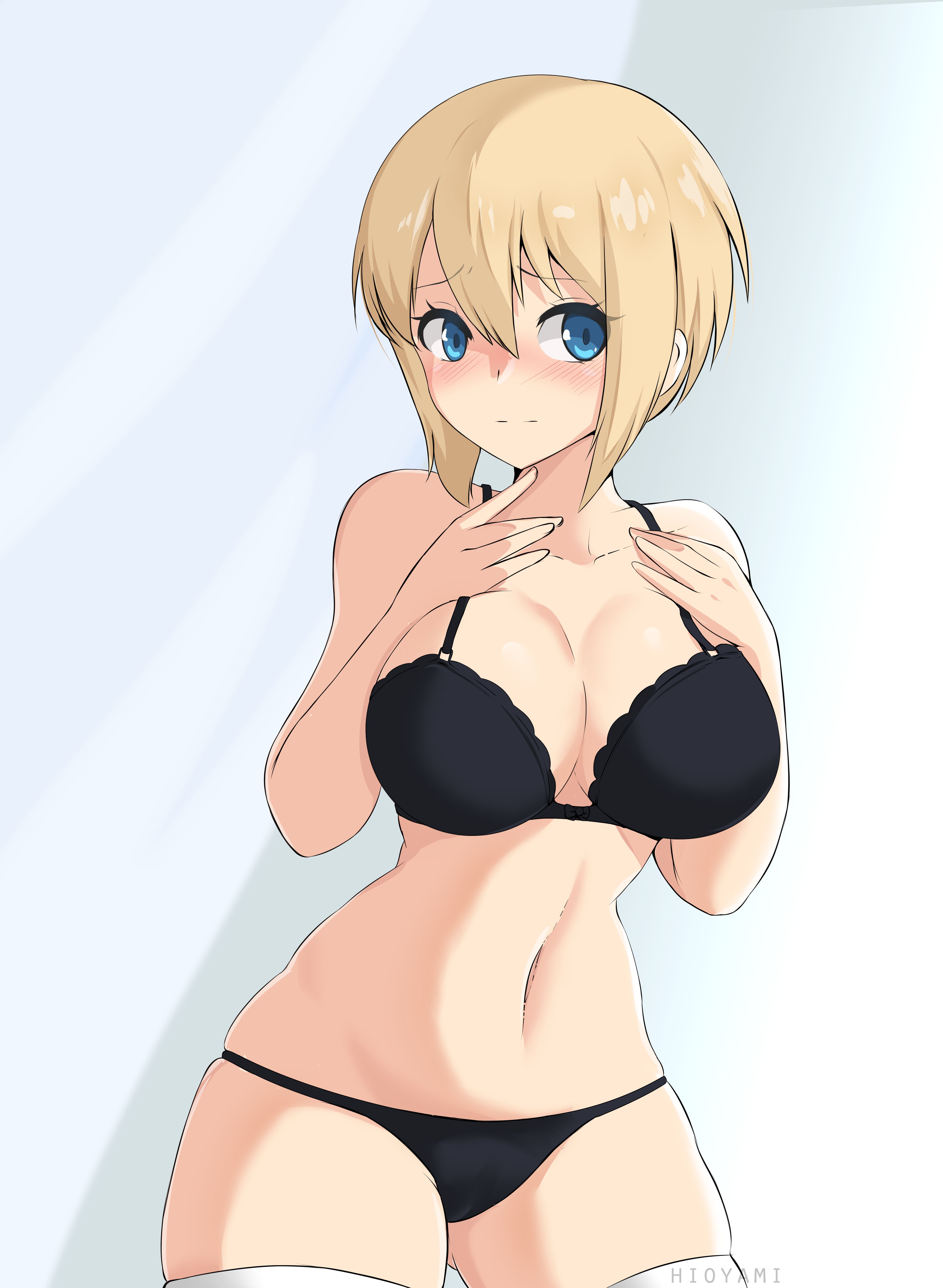 1girls, 2d, 2d (artwork), 2d artwork, anime, anime character, asian, asian female, asian girl, ass visible through thighs, bare arms, bare belly, bare chest, bare hands, bare hips, bare midriff, bare navel, bare shoulders, bare skin, bare thighs, belly, belly button, black bra, black panties, black underwear, blonde eyebrows, blonde female, blonde hair, blonde hair female, blonde-haired female, blue eyes, blue-eyed female, blush, blush face, blushing at viewer, blushing female, blushing lines, bra, breasts, cleavage, collarbone, curvaceous, curvaceous body, curvaceous female, curvaceous figure, curvaceous hips, curvaceous teen, curvy, curvy body, curvy female, curvy figure, curvy hips, curvy teen, david productions, digital, digital art, digital drawing, digital drawing (artwork), digital media, digital media (artwork), elbows, embarrassed, embarrassed exposed female, embarrassed expression, embarrassed female, embarrassed nude female, embarrassed underwear female, en'en no shouboutai, enen no shouboutai, exposed arms, exposed belly, exposed chest, exposed hips, exposed midriff, exposed navel, exposed shoulders, exposed skin, exposed thighs, fanart, female, female focus, female only, fingers, fire force, flustered, flustered female, groin, hair between eyes, half naked, half nude, hand on breast, hand on chest, hand on own breast, hand on own chest, hands on breasts, hands on chest, hands on own breasts, hands on own chest, high resolution, highres, hioyami, hourglass figure, japanese, japanese female, japanese girl, large breasts, lean figure, legwear, looking at viewer, midriff, naked, naked female, naked woman, narrow waist, navel, nervous, nervous expression, nervous face, nervous female, nude, nude female, nudity, panties, semi nude, short hair, shoulders, shy, shy expression, shy female, shy girl, simple background, sister iris (enen no shouboutai), sister iris (fire force), slender body, slender waist, slim waist, solo, standing, stockings, thick thighs, thigh gap, thigh highs, thighhighs, thighs, underwear, underwear only, upper body, weekly shonen magazine, white background, white legwear, white stockings, white thigh highs, white thighhighs, wide hips, yellow eyebrows, yellow hair, yellow-haired female