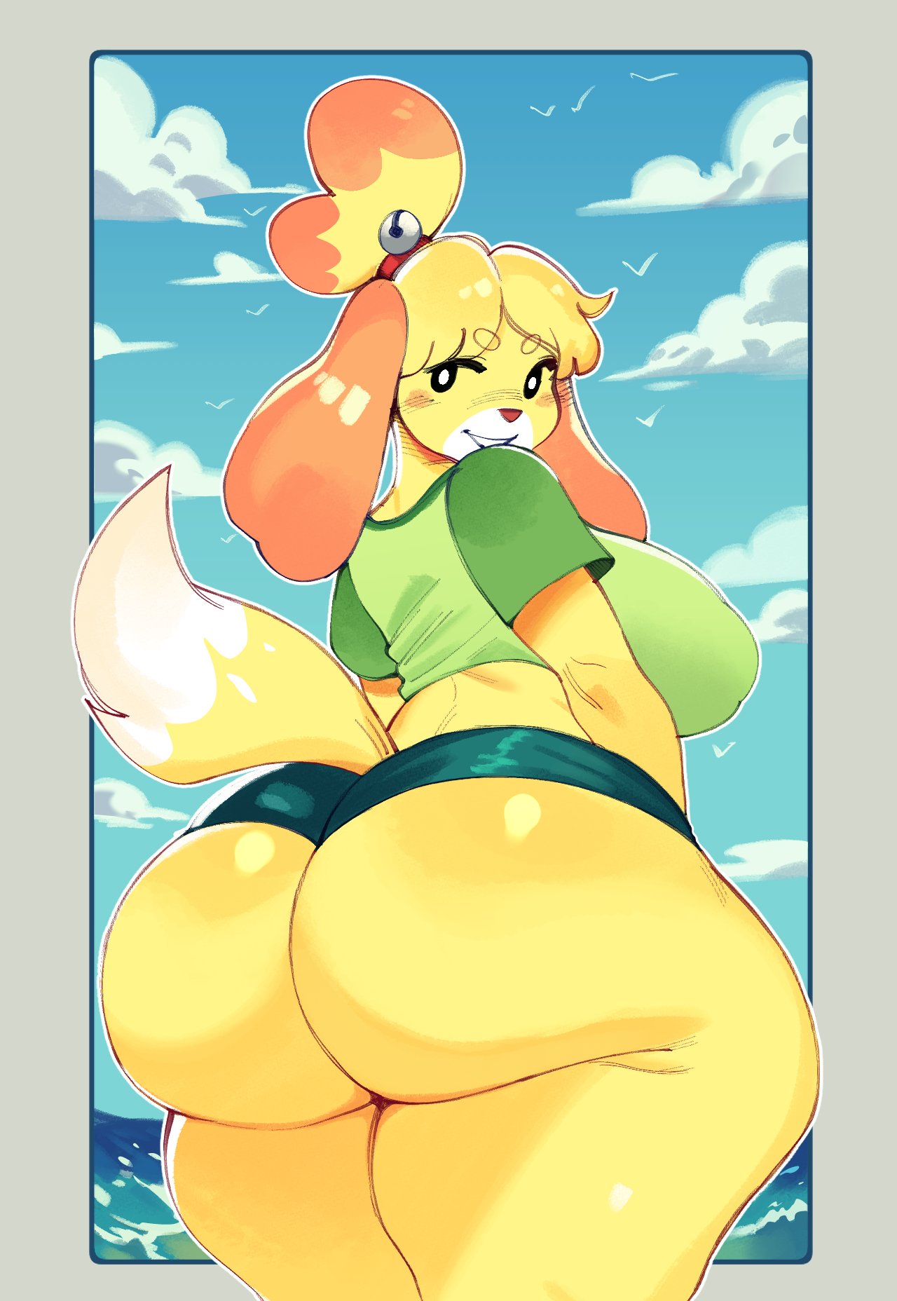 animal_crossing big_ass big_breasts breasts bubble_butt female furry huge_ass huge_breasts isabelle_(animal_crossing) nocturne_nsfw shih_tzu thick_thighs wide_hips