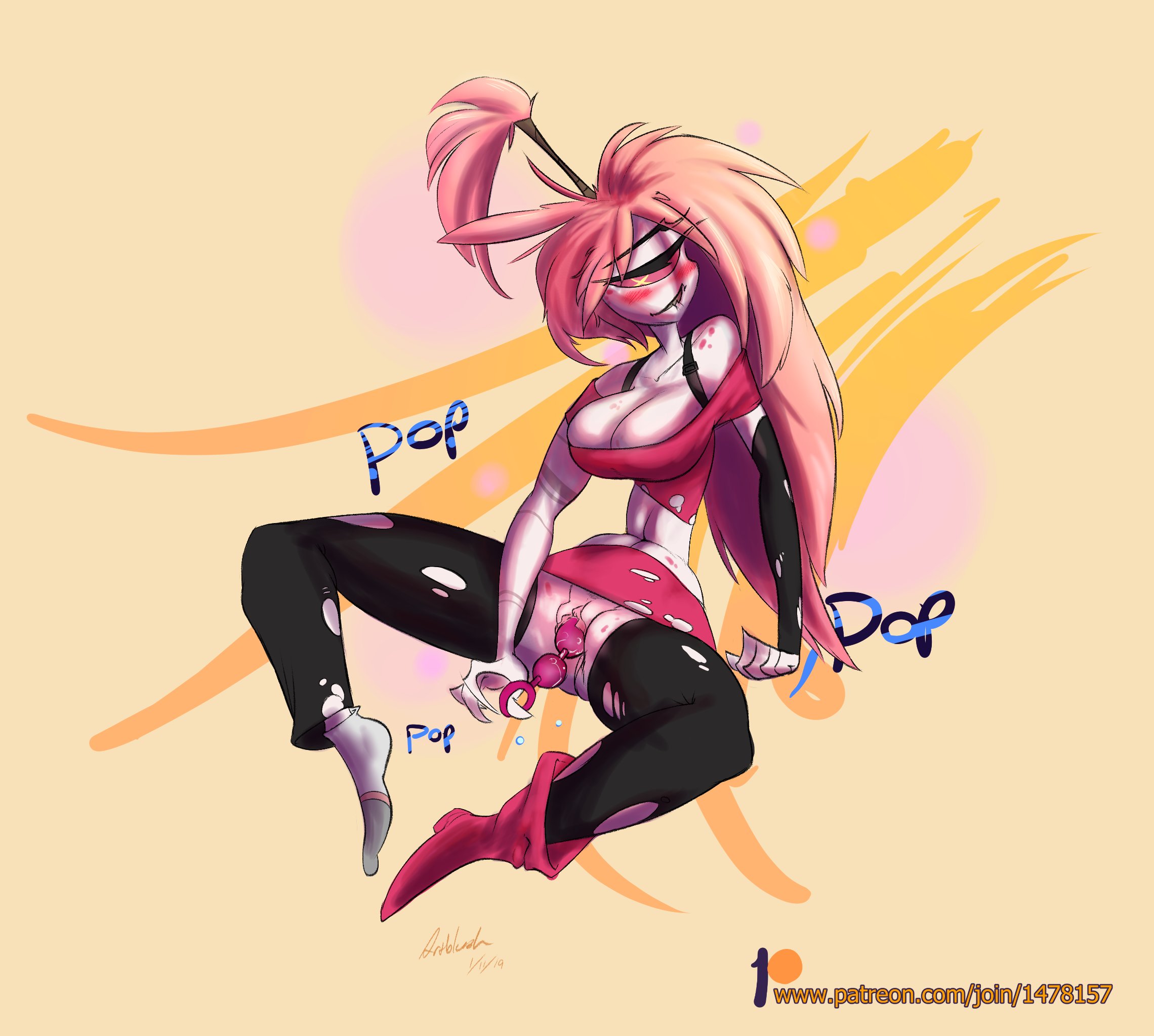1girls, anal plug, big breasts, breasts, buttplug, cherri bomb, cyclops, demon, female, hazbin hotel, hourglass figure, large breasts, masturbation, pussy, sex toy, small waist, smooth skin, spindlehorse toons, tagme, thick thighs, thighhighs, thin waist, vivienne medrano, vivziepop, wide hips