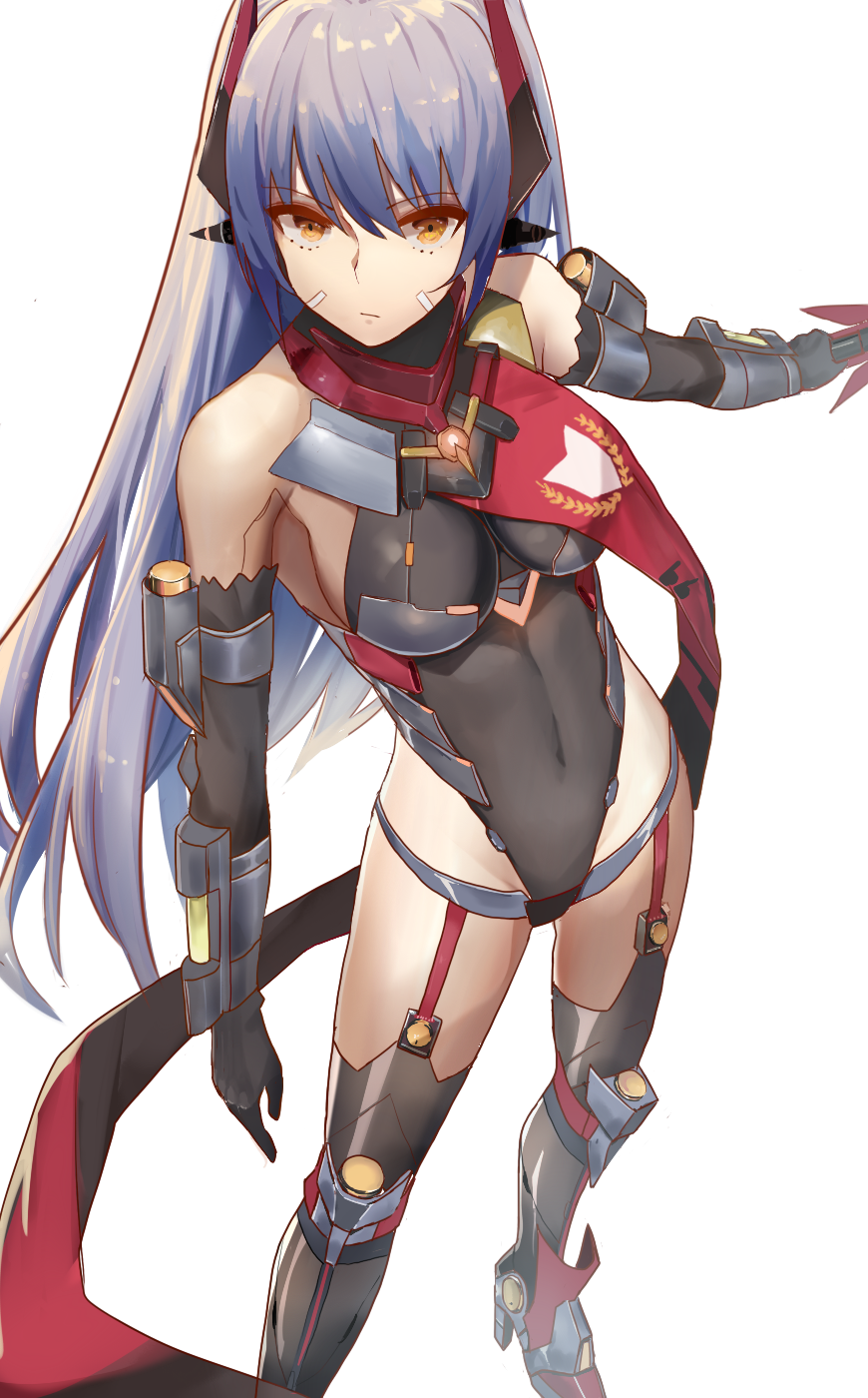 1girls amber_eyes big_breasts cleavage core_crystal elbow_gloves lavender_hair leotard nintendo pin_up poppi_(xenoblade) poppi_qtpi_(xenoblade) scarf thighhigh_boots vic_(artist) xenoblade_(series) xenoblade_chronicles_2