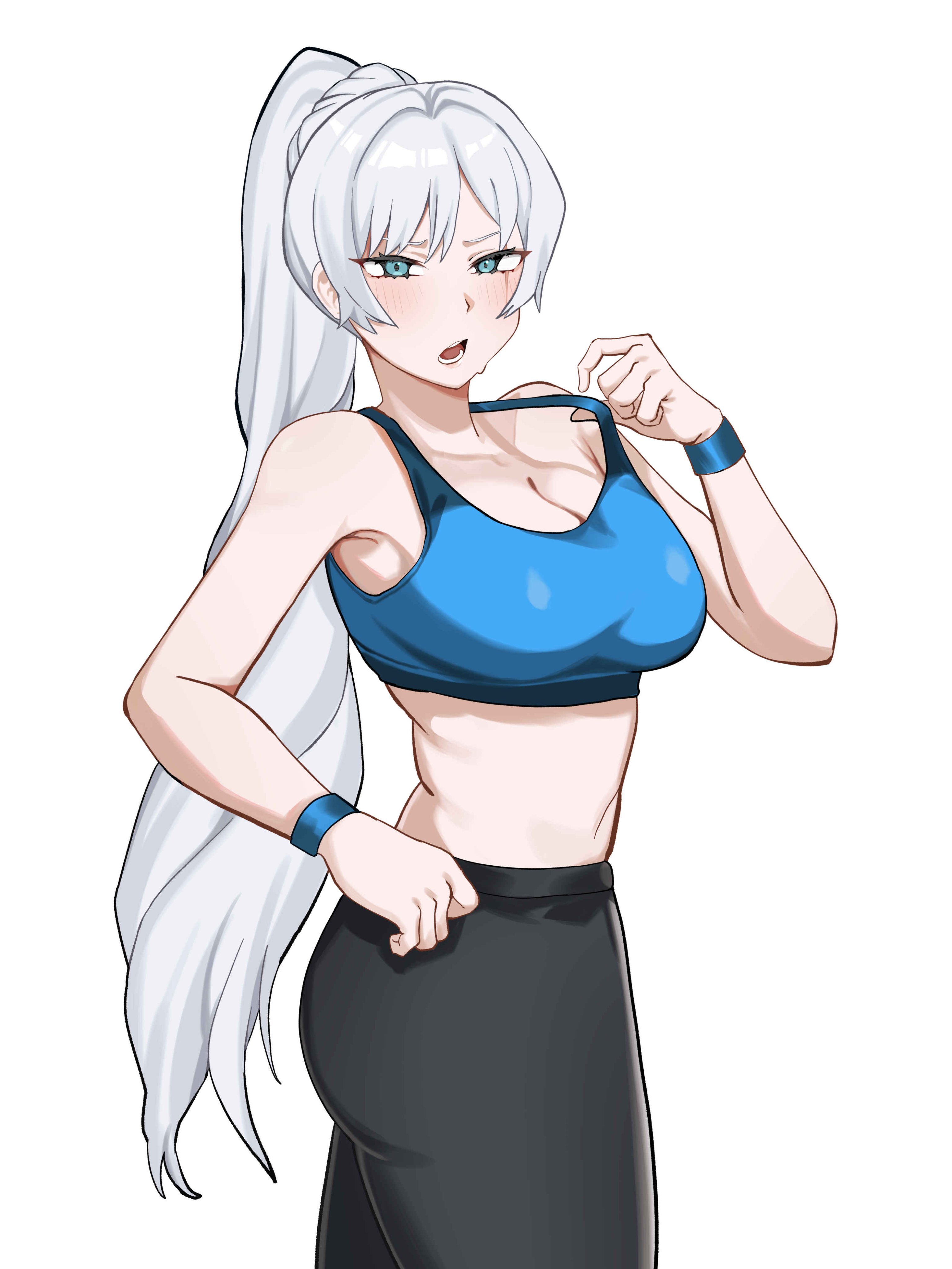 blue eyes, eye scar, female, female only, rwby, weiss schnee, white hair, yachiyodog