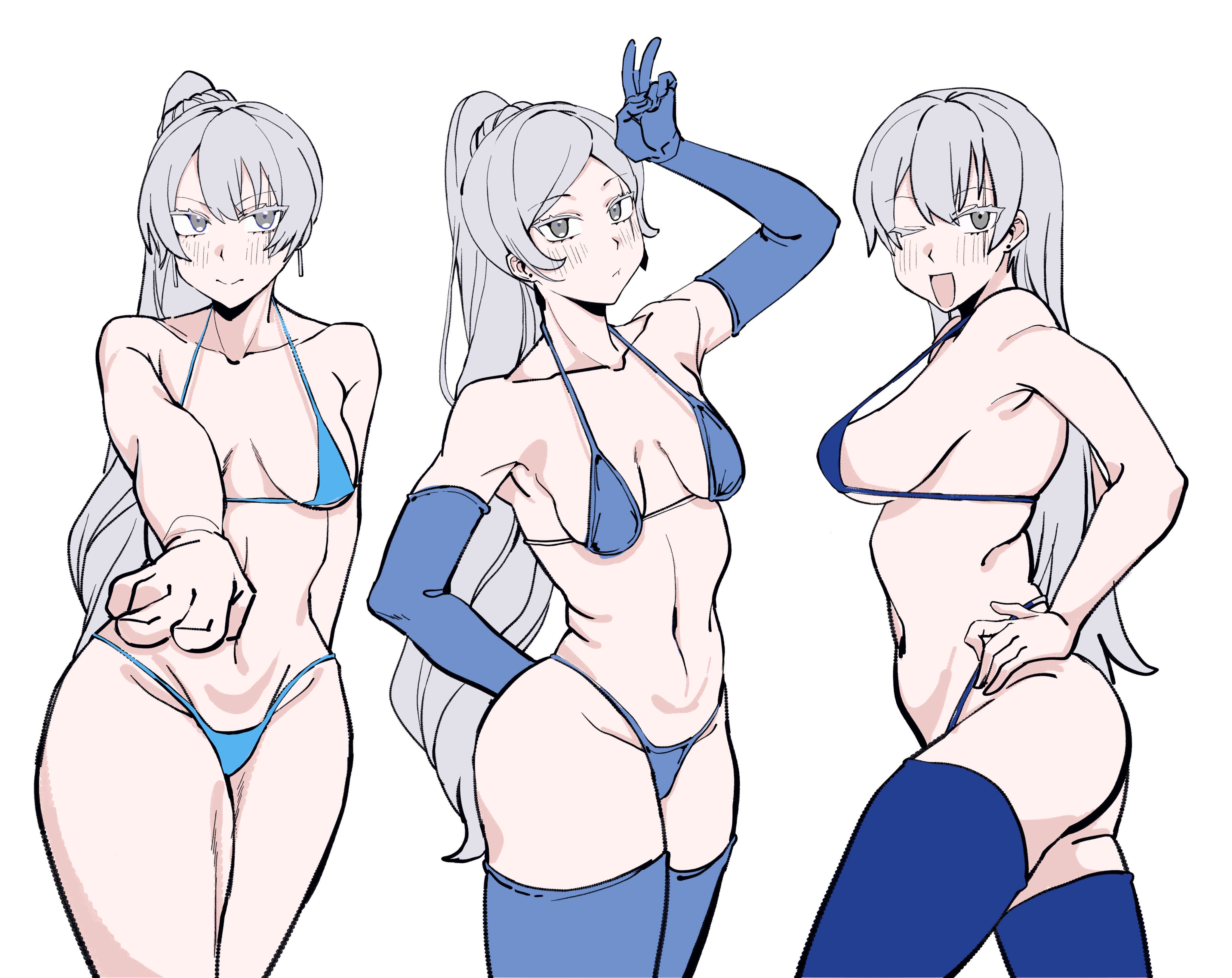 blue eyes, eye scar, female, pointy chin, rwby, weiss schnee, white hair, yachiyodog