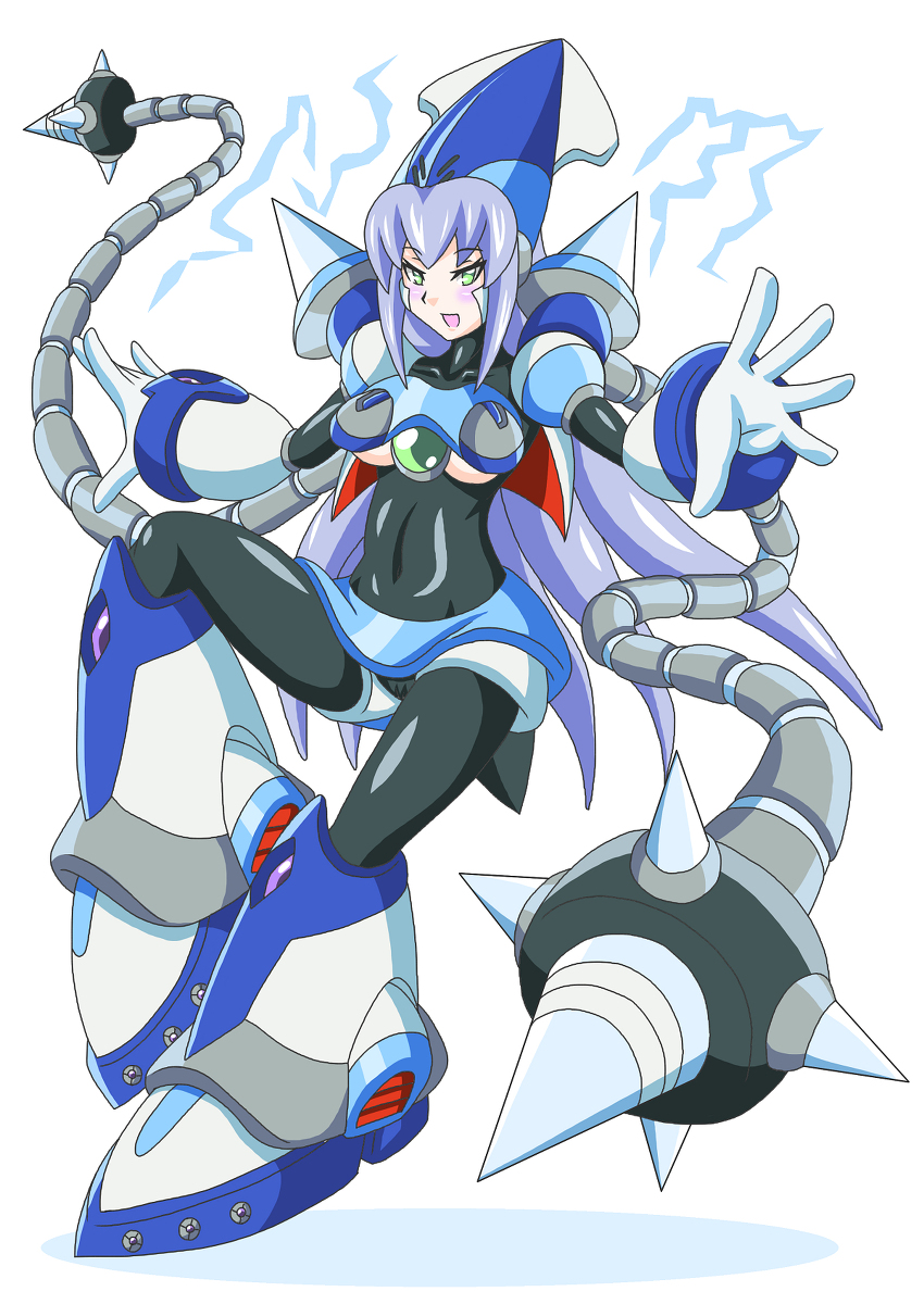 1girls buti-yu capcom female female_only grey_hair mega_man mega_man_x rule_63 squid_girl tagme tentacles volt_kraken white_skin