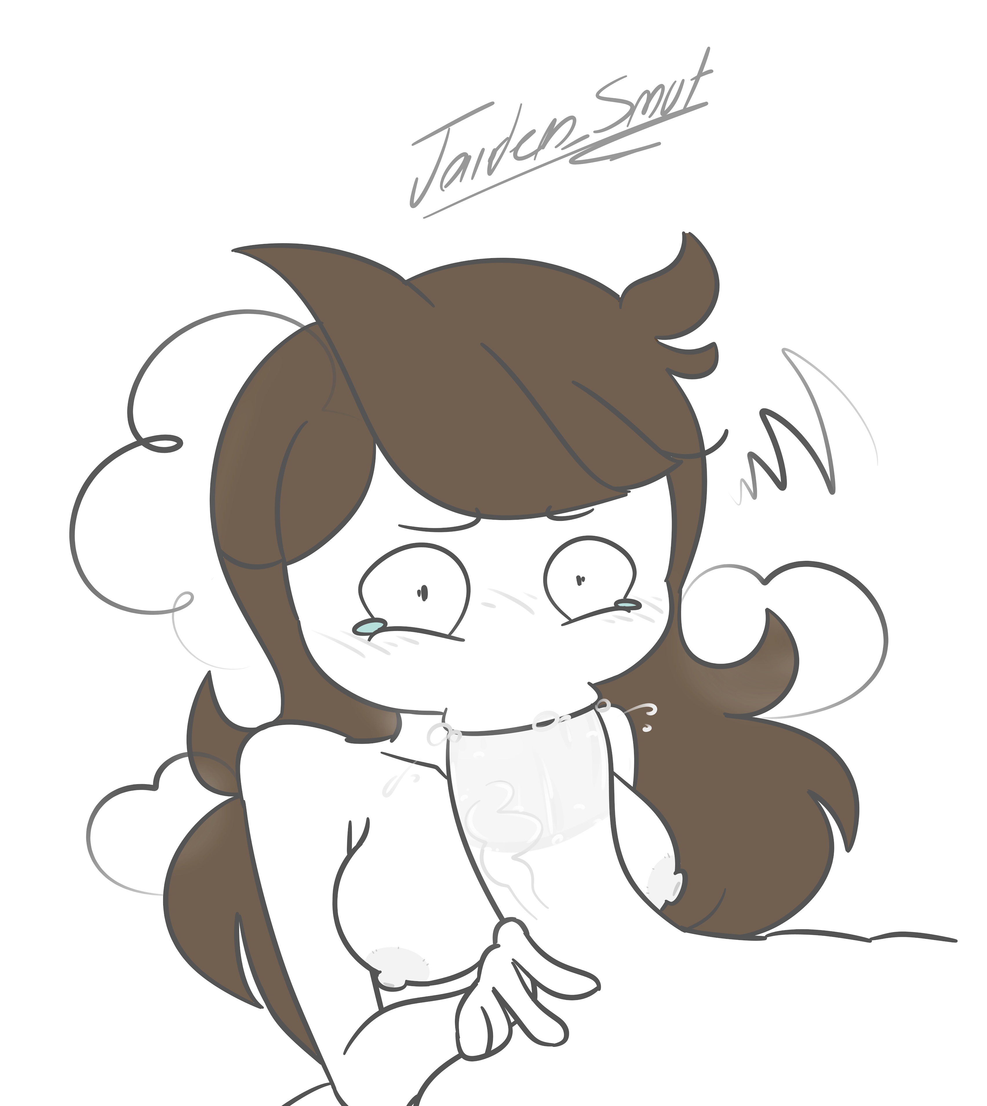 :>=, areolae, balls, big breasts, big penis, black eyes, blowjob, blush, breasts, breath, brown hair, cum, cum in mouth, cum inside, drool, drooling, fellatio, female, fucked silly, heat, human, humanoid, jaiden, jaiden animations, jaiden smut, large penis, lips, male, oral, penis, penis out, saliva, slobbyslapper, sssir, sssir8, tearing up, tears, testicles, vein, white skin, youtube, youtuber