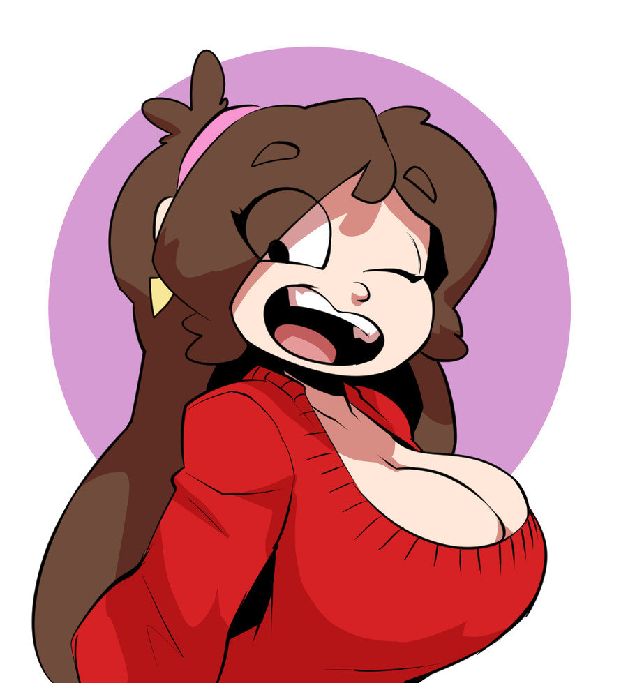 1girls, 2016, aged up, alternate breast size, big breasts, bigdad, breasts, brown hair, cleavage, disney, disney channel, disney xd, eyebrows visible through hair, female, female focus, female only, gravity falls, happy, headband, human, large breasts, long hair, mabel pines, one eye closed, open mouth, straight hair, sweater, teeth